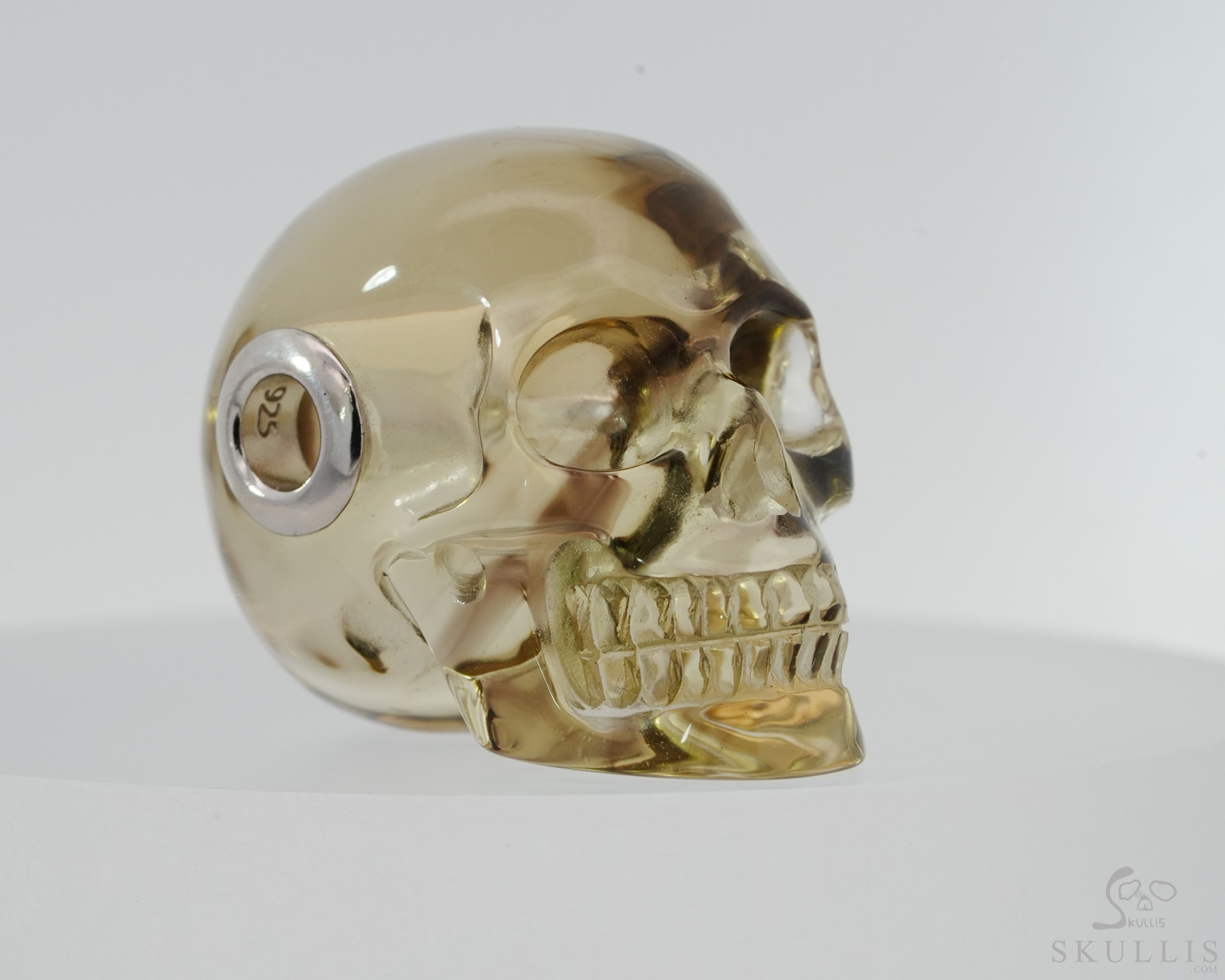 Gemstone Necklace of 1.1" Citrine Hand Carved Crystal Skull Pendant, Skull Jewelry Gemstone Necklace of 1.1" Citrine Hand Carved Crystal Skull Pendant, Skull Jewelry