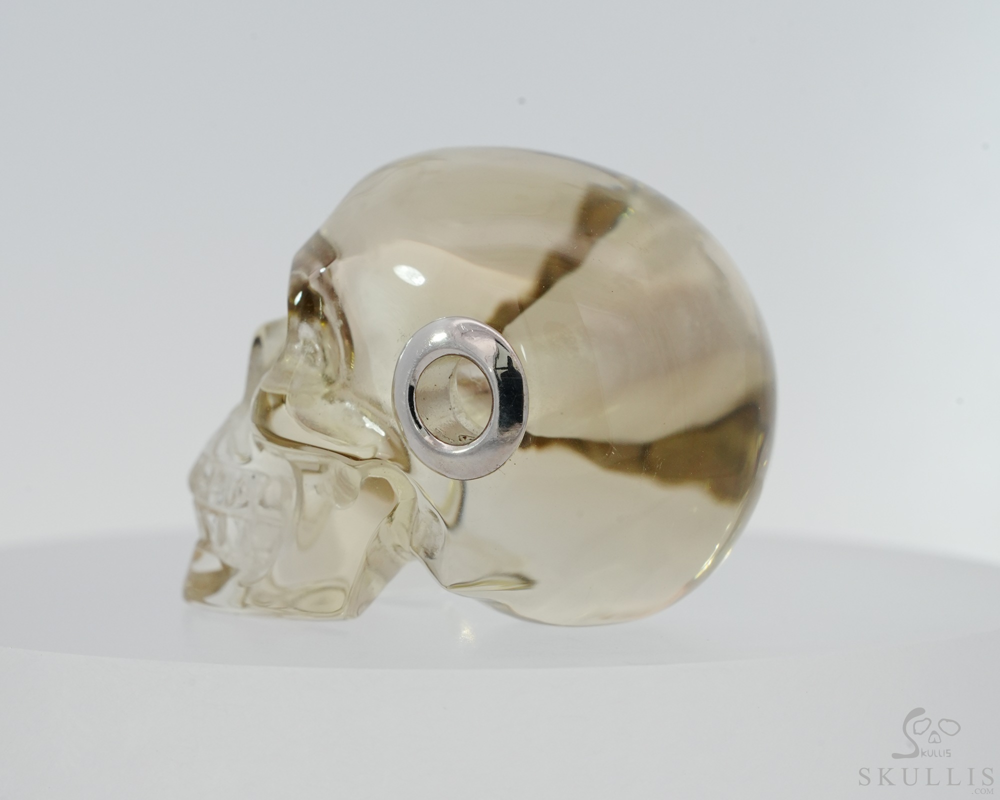 Gemstone Necklace of 1.1" Citrine Hand Carved Crystal Skull Pendant, Skull Jewelry Gemstone Necklace of 1.1" Citrine Hand Carved Crystal Skull Pendant, Skull Jewelry