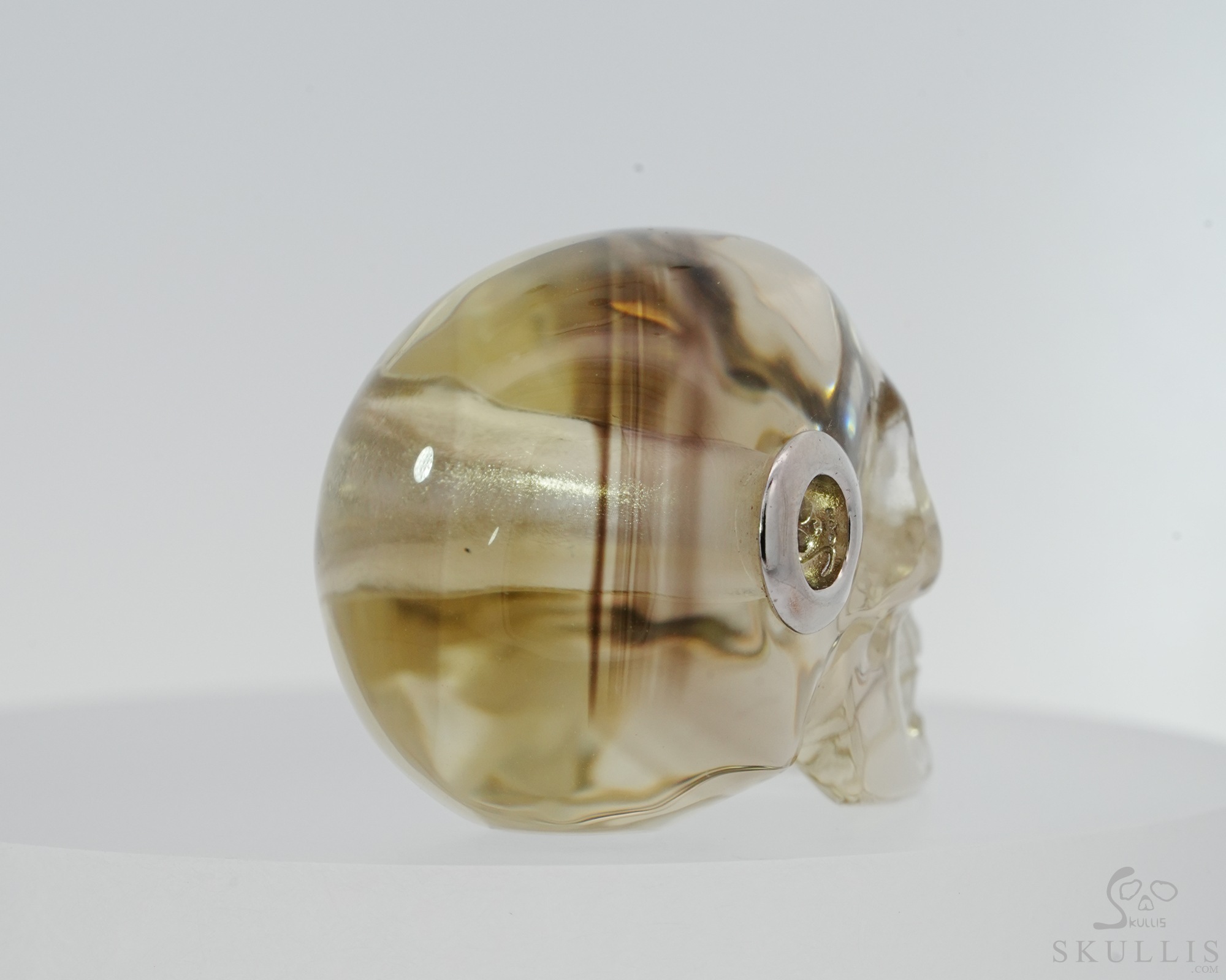 Gemstone Necklace of 1.1" Citrine Hand Carved Crystal Skull Pendant, Skull Jewelry Gemstone Necklace of 1.1" Citrine Hand Carved Crystal Skull Pendant, Skull Jewelry