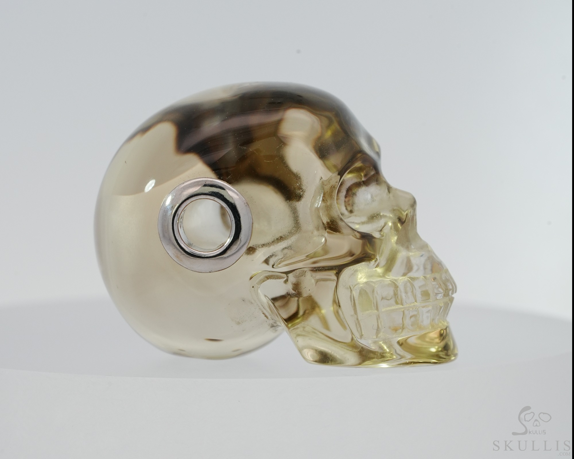 Gemstone Necklace of 1.1" Citrine Hand Carved Crystal Skull Pendant, Skull Jewelry Gemstone Necklace of 1.1" Citrine Hand Carved Crystal Skull Pendant, Skull Jewelry