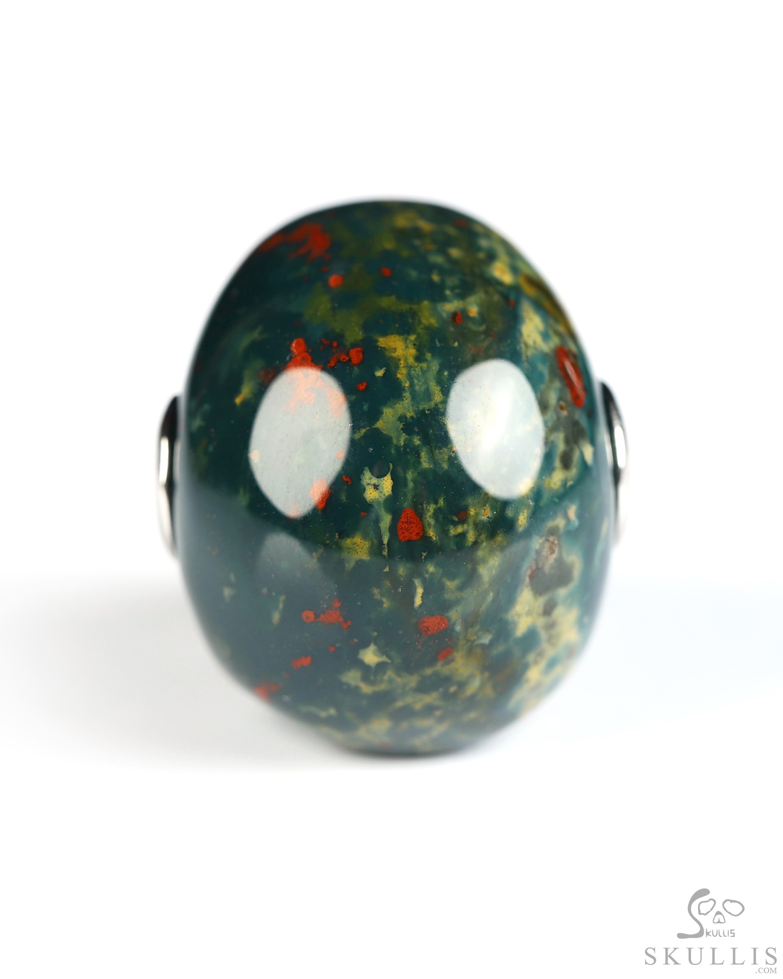 Necklace of 1.1" Bloodstone Hand Carved Crystal Skull Pendant, Skull Jewelry Necklace of 1.1" Bloodstone Hand Carved Crystal Skull Pendant, Skull Jewelry