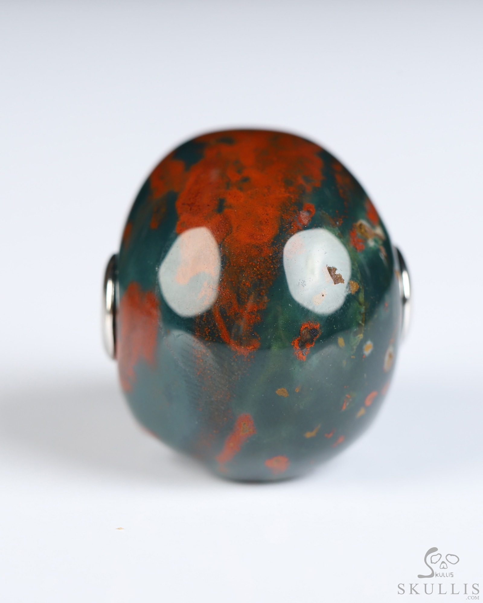 Necklace of 1.1" Bloodstone Hand Carved Crystal Skull Pendant, Skull Jewelry Necklace of 1.1" Bloodstone Hand Carved Crystal Skull Pendant, Skull Jewelry