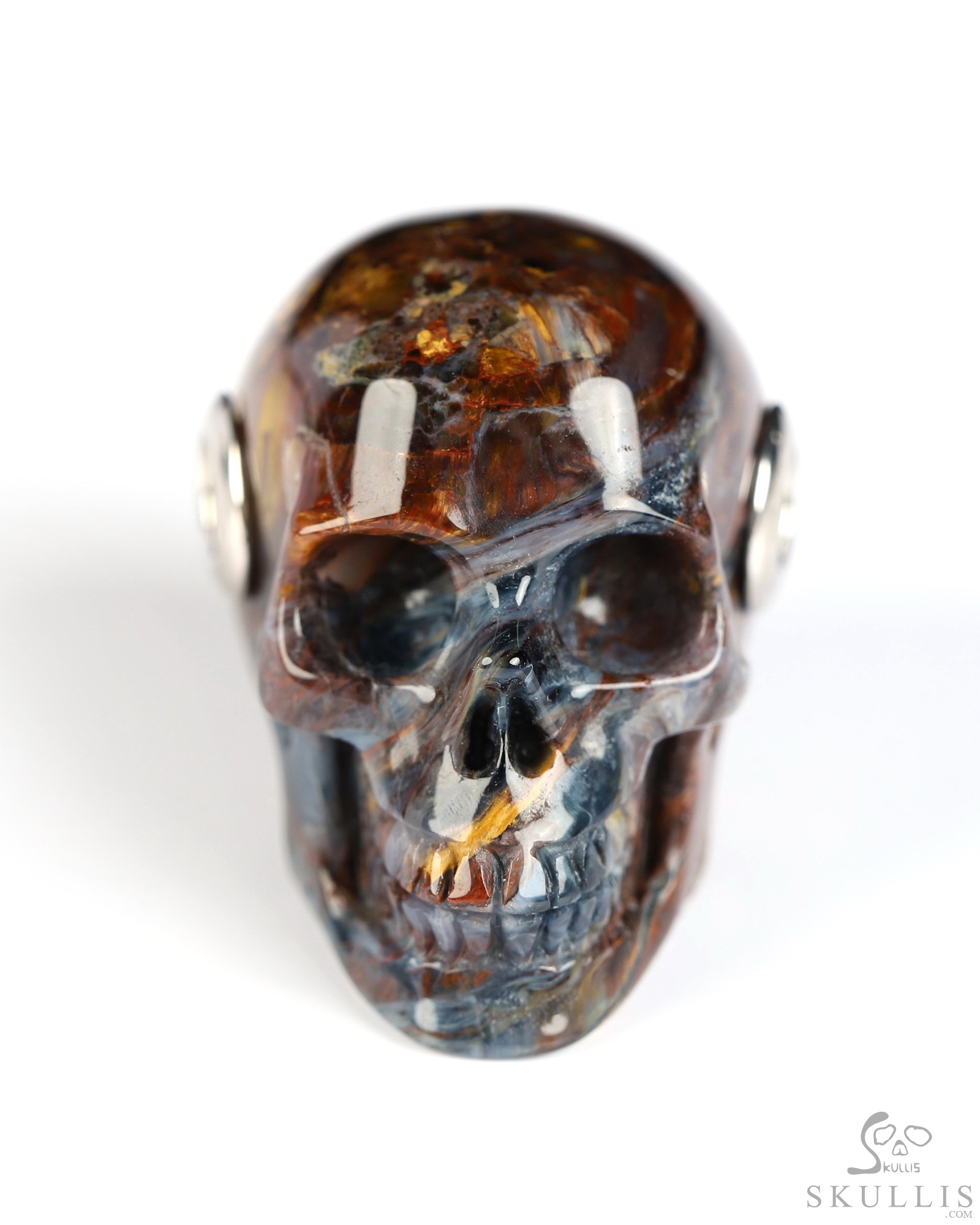Necklace of 1.1" Pietersite Hand Carved Crystal Skull Pendant, Skull Jewelry Necklace of 1.1" Pietersite Hand Carved Crystal Skull Pendant, Skull Jewelry