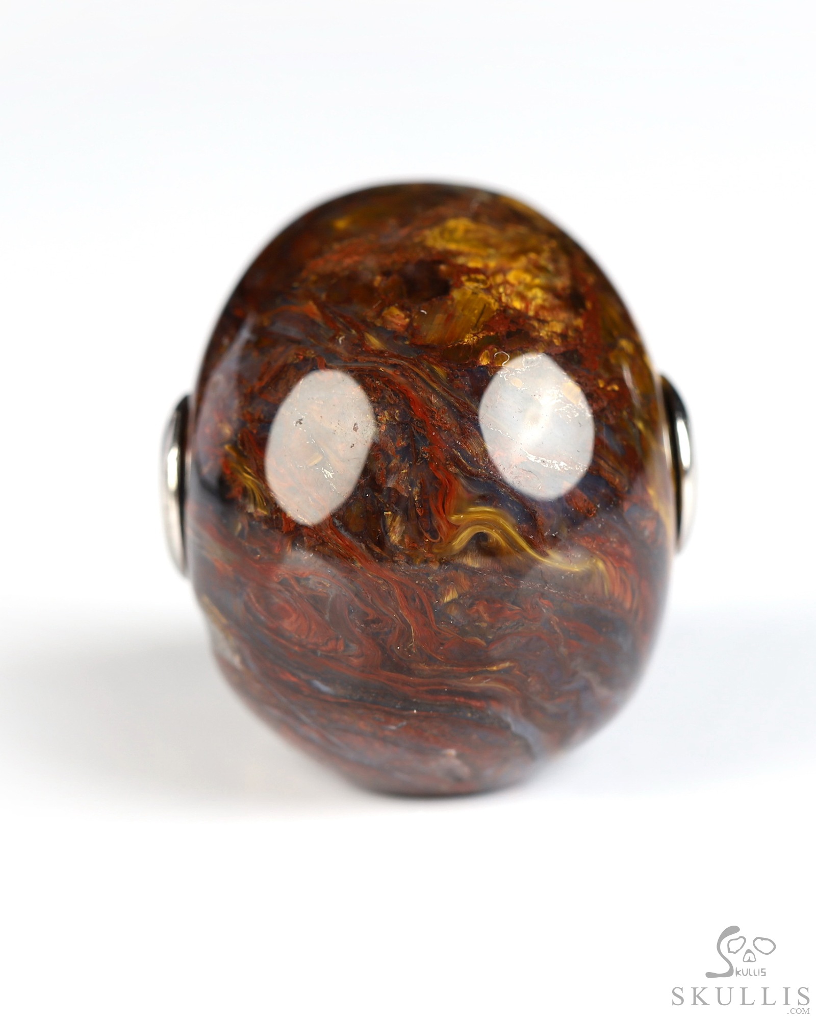 Necklace of 1.1" Pietersite Hand Carved Crystal Skull Pendant, Skull Jewelry Necklace of 1.1" Pietersite Hand Carved Crystal Skull Pendant, Skull Jewelry