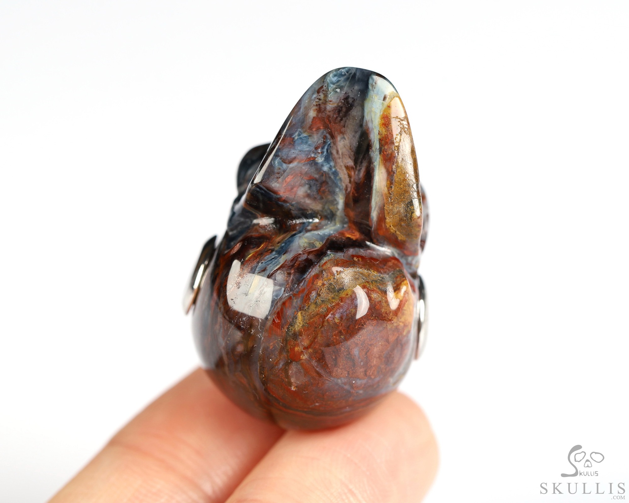 Necklace of 1.1" Pietersite Hand Carved Crystal Skull Pendant, Skull Jewelry Necklace of 1.1" Pietersite Hand Carved Crystal Skull Pendant, Skull Jewelry