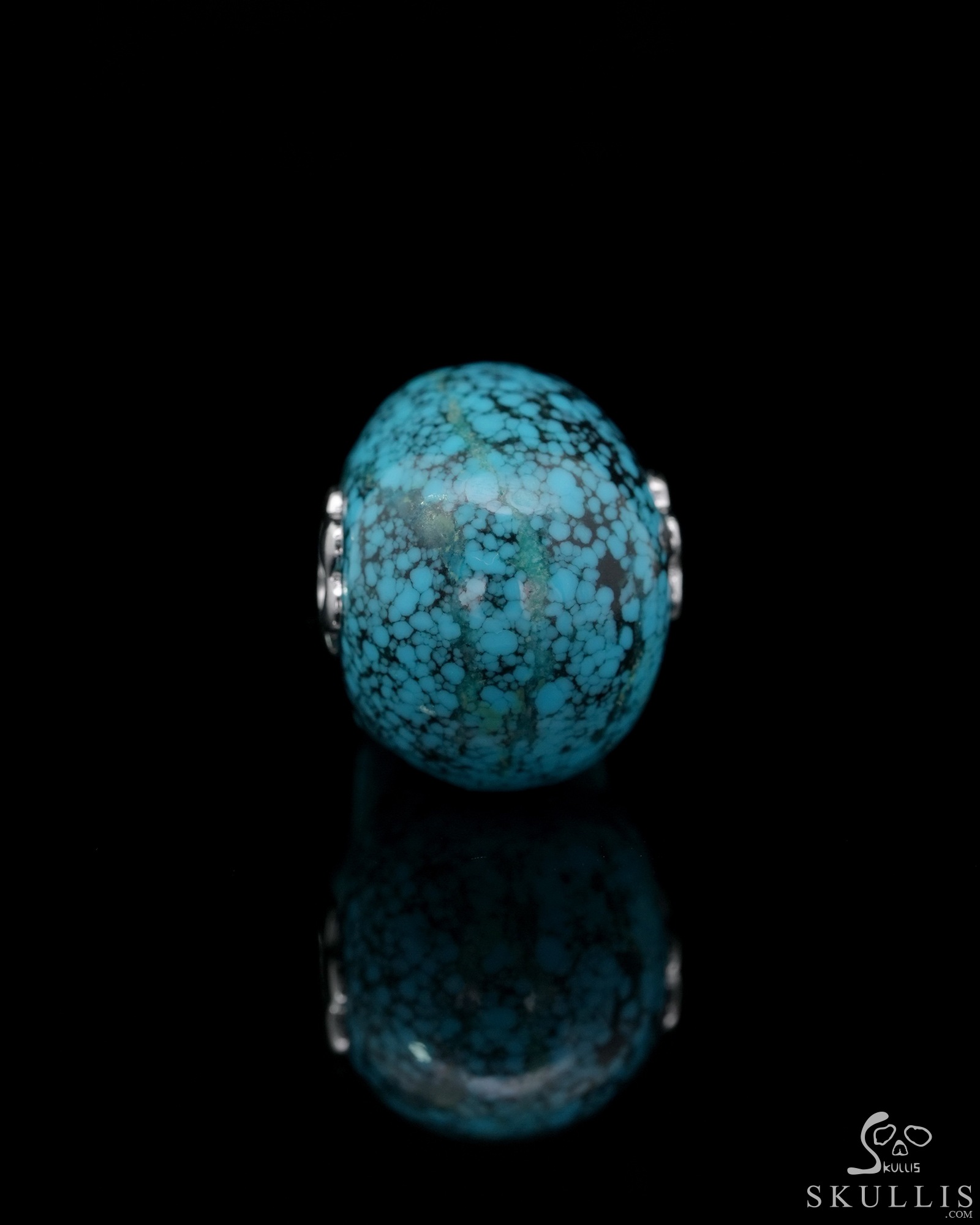 Gemstone Necklace of 0.7" Spider Web Turquoise Hand Carved Crystal Skull Pendant, Skull Jewelry Gemstone Necklace of 0.7" Spider Web Turquoise Hand Carved Crystal Skull Pendant, Skull Jewelry