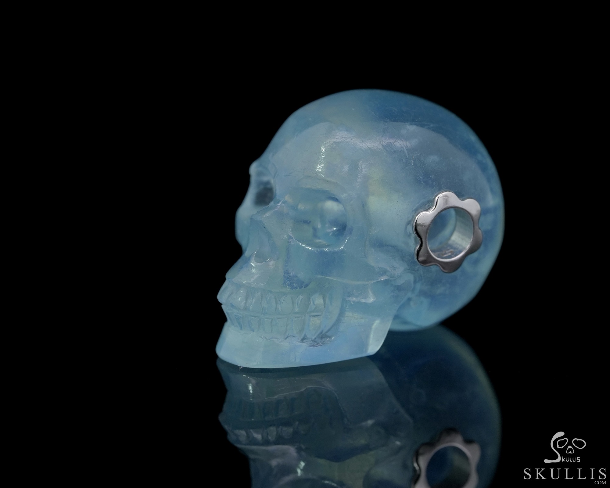 Skullis Signature 0.9" Aquamarine Hand Carved Crystal Skull Pendant, Crystal Healing Skull Jewelry, for Women & Men Skullis Signature 0.9" Aquamarine Hand Carved Crystal Skull Pendant, Crystal Healing Skull Jewelry, for Women & Men