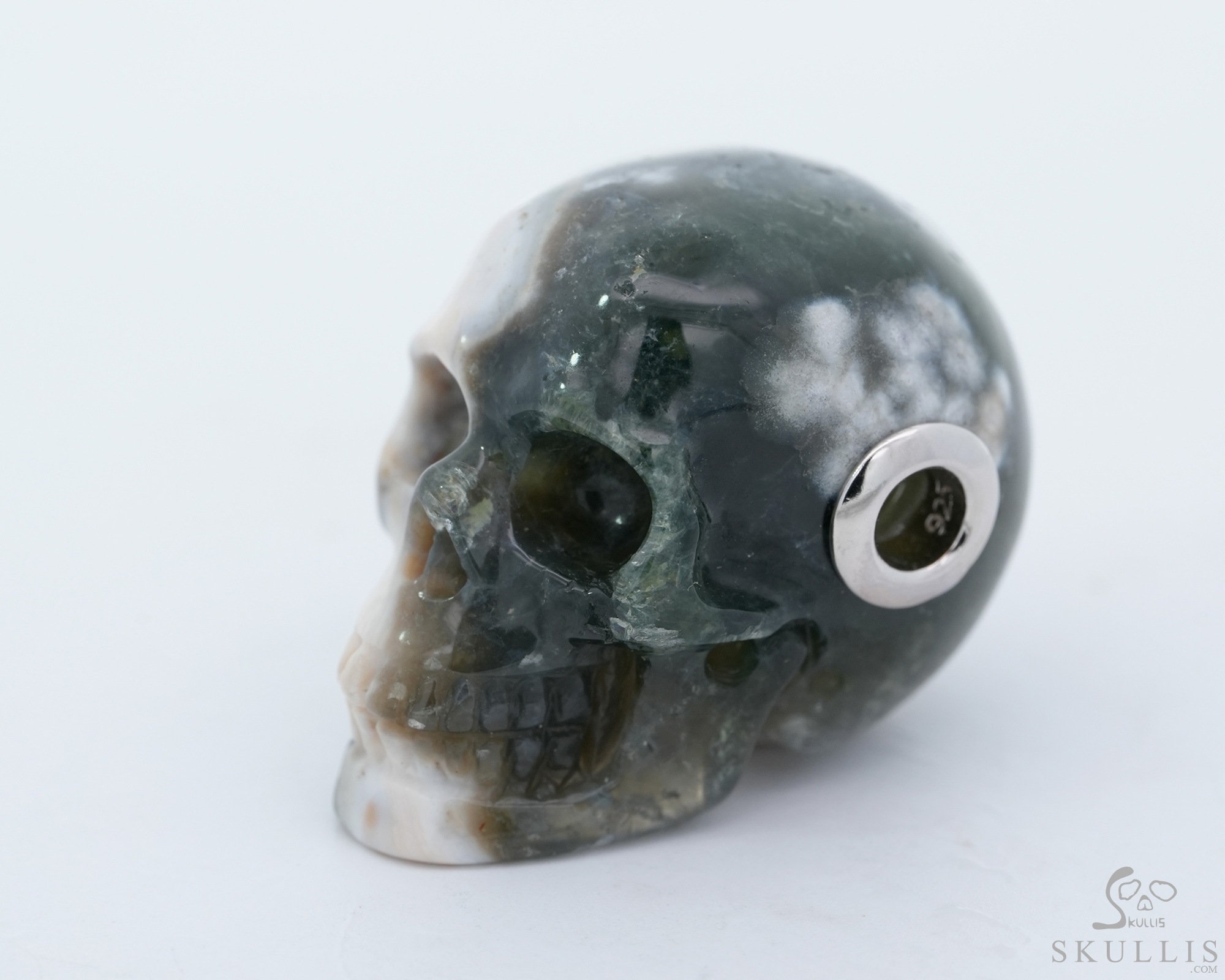 Necklace of 1.1" Ocean Jasper Hand Carved Crystal Skull Pendant, Skull Jewelry Necklace of 1.1" Ocean Jasper Hand Carved Crystal Skull Pendant, Skull Jewelry