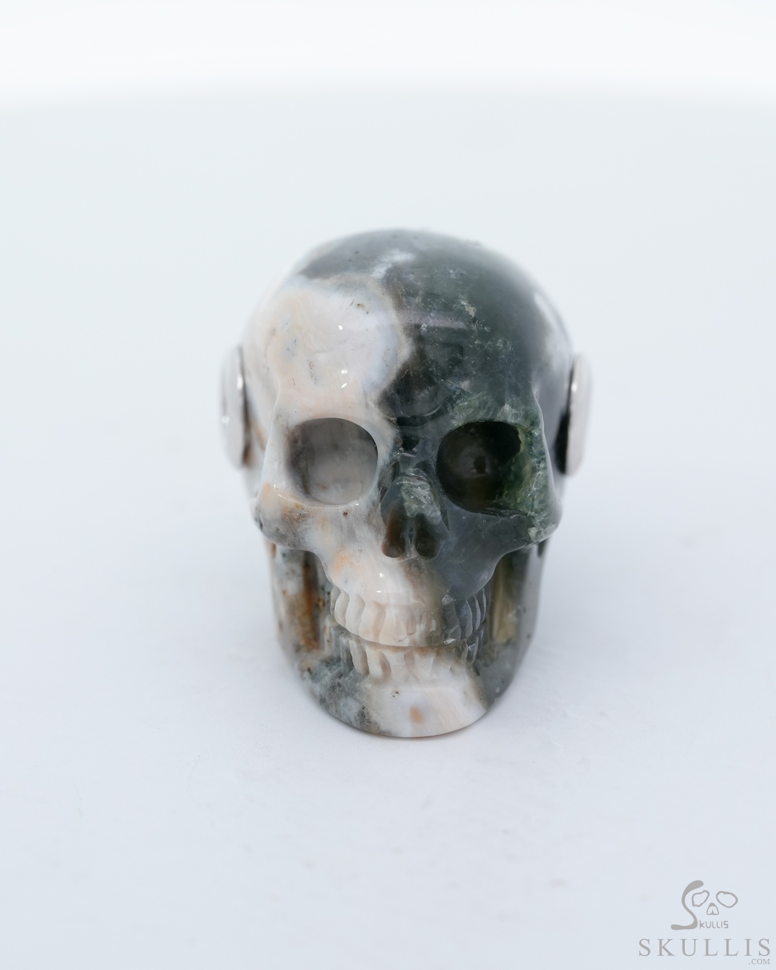 Necklace of 1.1" Ocean Jasper Hand Carved Crystal Skull Pendant, Skull Jewelry Necklace of 1.1" Ocean Jasper Hand Carved Crystal Skull Pendant, Skull Jewelry