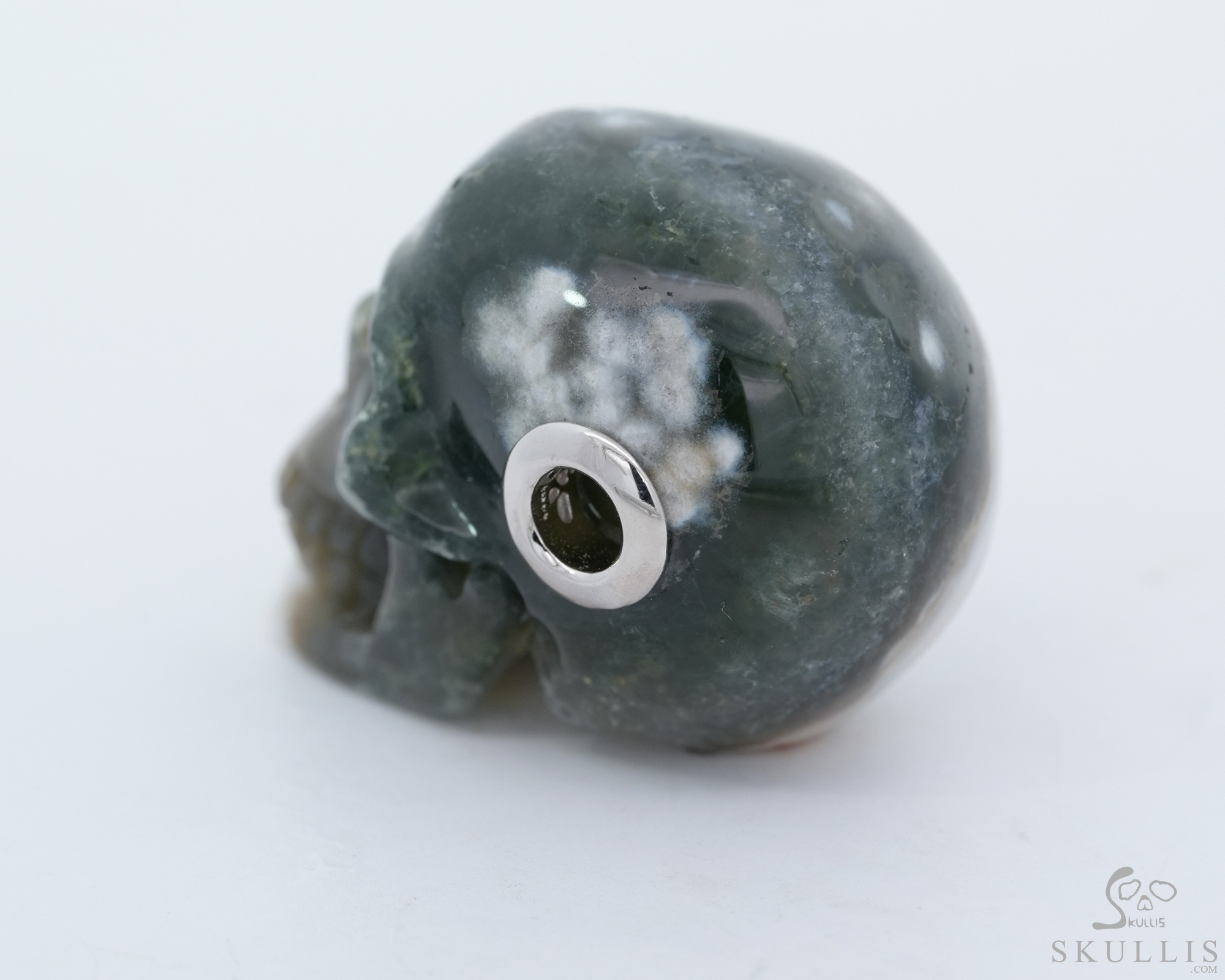 Necklace of 1.1" Ocean Jasper Hand Carved Crystal Skull Pendant, Skull Jewelry Necklace of 1.1" Ocean Jasper Hand Carved Crystal Skull Pendant, Skull Jewelry