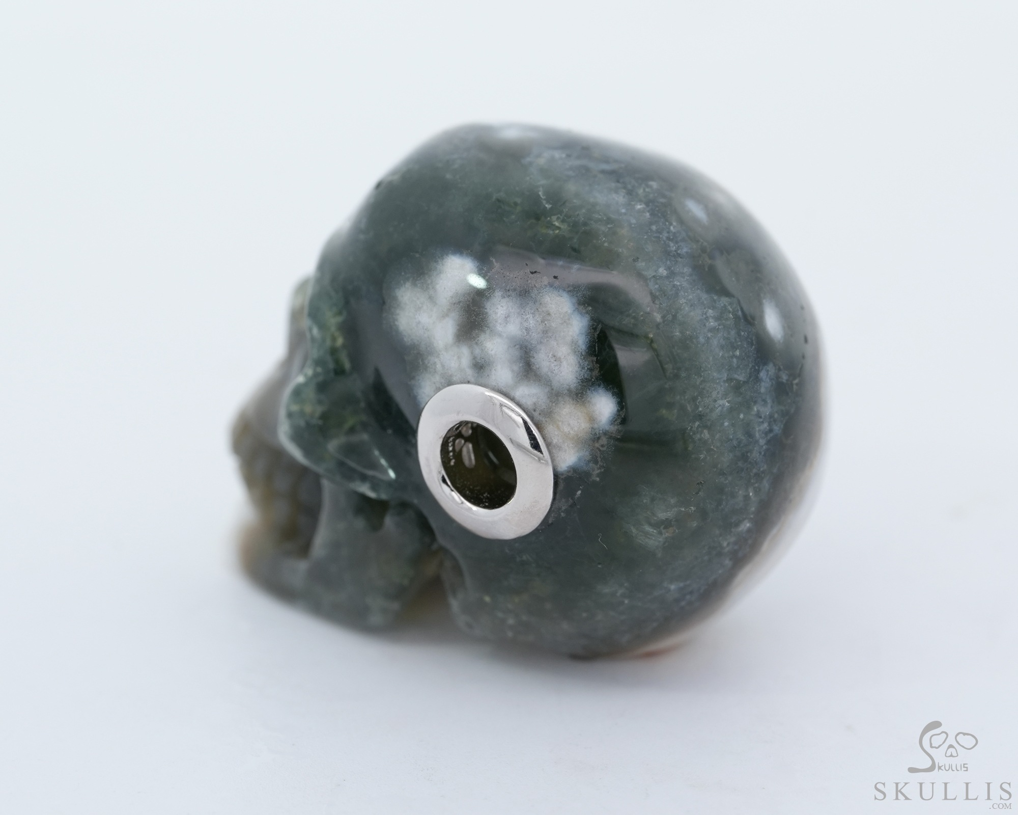 Necklace of 1.1" Ocean Jasper Hand Carved Crystal Skull Pendant, Skull Jewelry Necklace of 1.1" Ocean Jasper Hand Carved Crystal Skull Pendant, Skull Jewelry