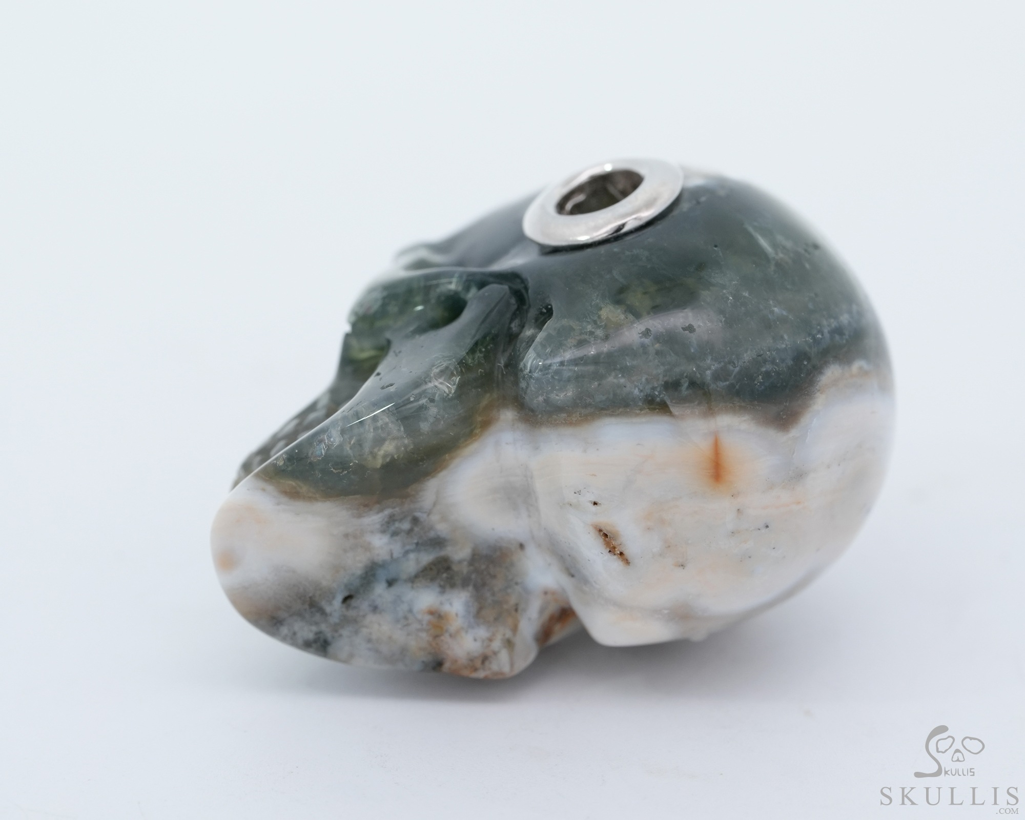 Necklace of 1.1" Ocean Jasper Hand Carved Crystal Skull Pendant, Skull Jewelry Necklace of 1.1" Ocean Jasper Hand Carved Crystal Skull Pendant, Skull Jewelry