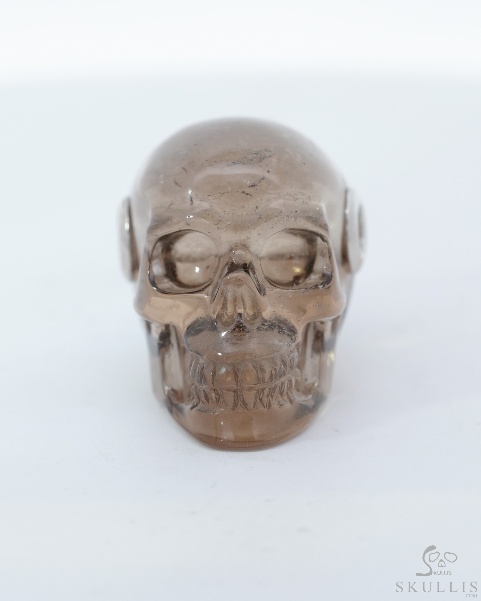 Necklace of 1.1" Smoky Quartz Rock Crystal Hand Carved Crystal Skull Pendant, Skull Jewelry Necklace of 1.1" Smoky Quartz Rock Crystal Hand Carved Crystal Skull Pendant, Skull Jewelry