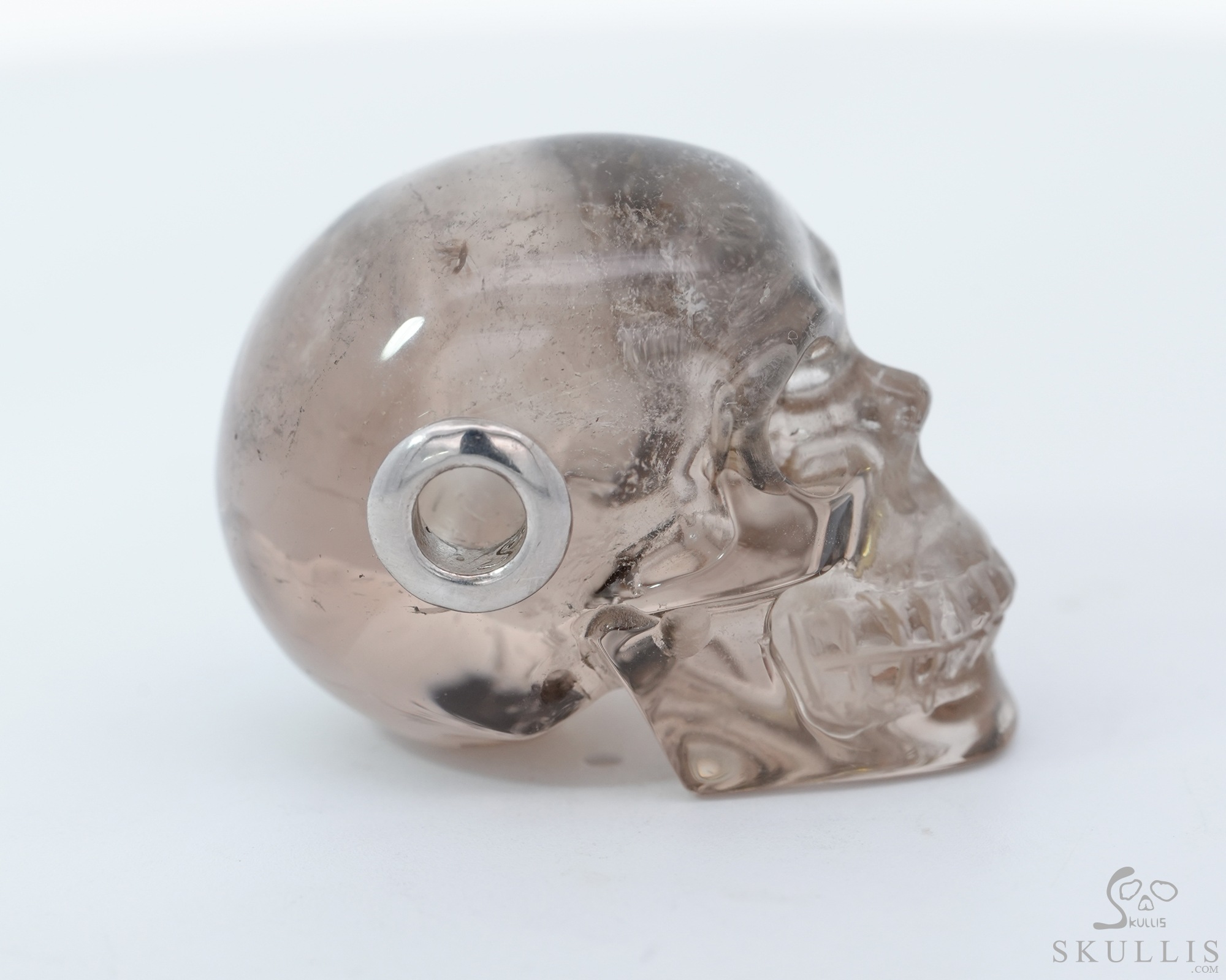 Necklace of 1.1" Smoky Quartz Rock Crystal Hand Carved Crystal Skull Pendant, Skull Jewelry Necklace of 1.1" Smoky Quartz Rock Crystal Hand Carved Crystal Skull Pendant, Skull Jewelry