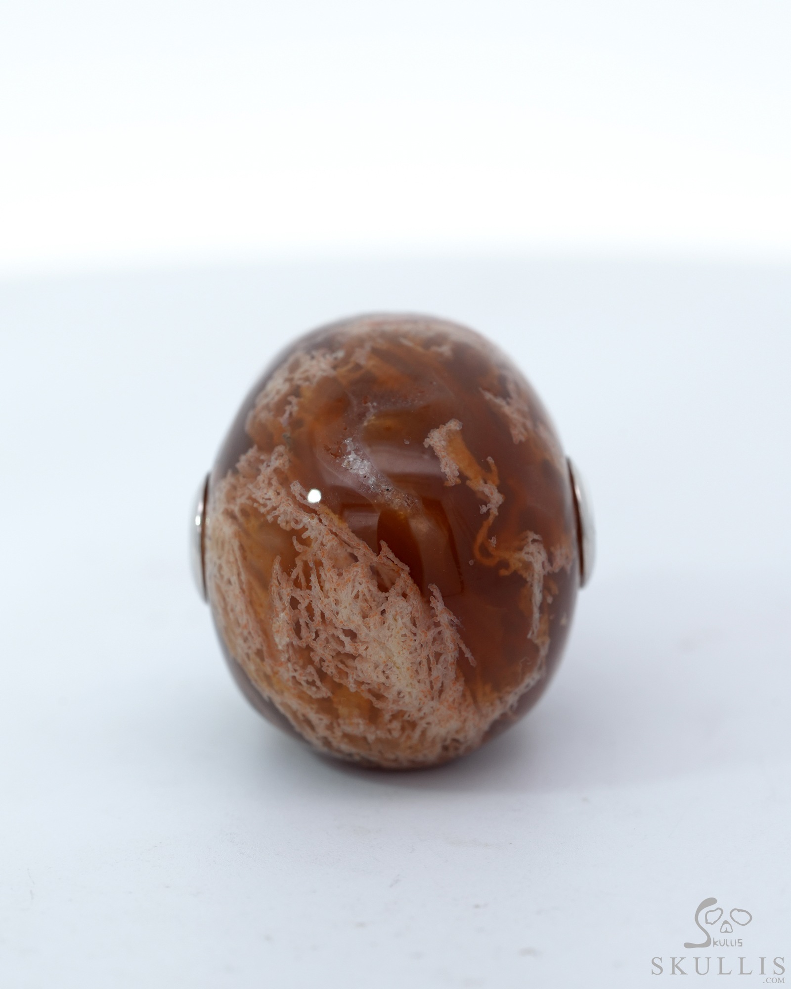 Necklace of 1.1" Moss Agate Hand Carved Crystal Skull Pendant, Skull Jewelry Necklace of 1.1" Moss Agate Hand Carved Crystal Skull Pendant, Skull Jewelry