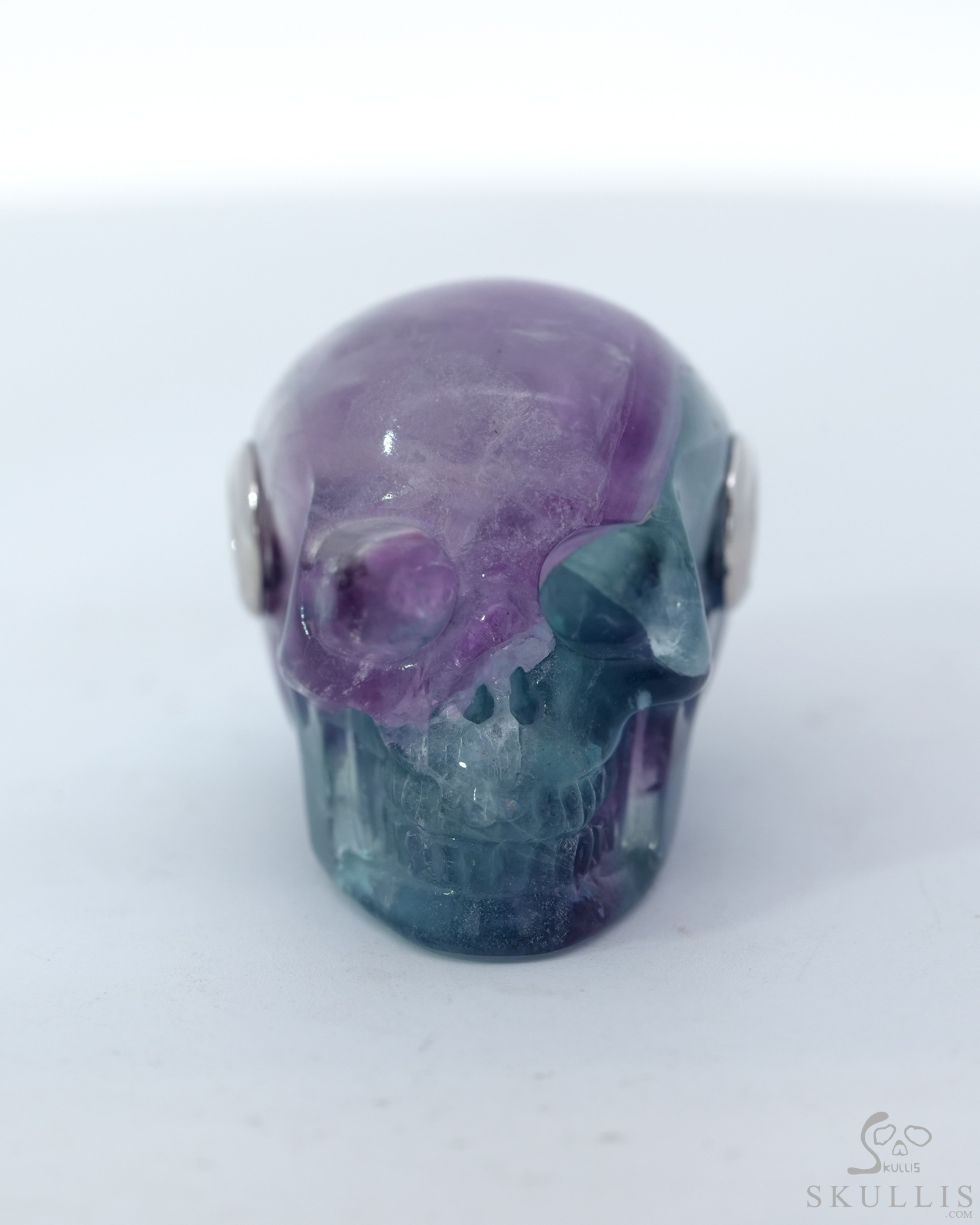 Necklace of 1.1" Fluorite Hand Carved Crystal Skull Pendant, Skull Jewelry Necklace of 1.1" Fluorite Hand Carved Crystal Skull Pendant, Skull Jewelry