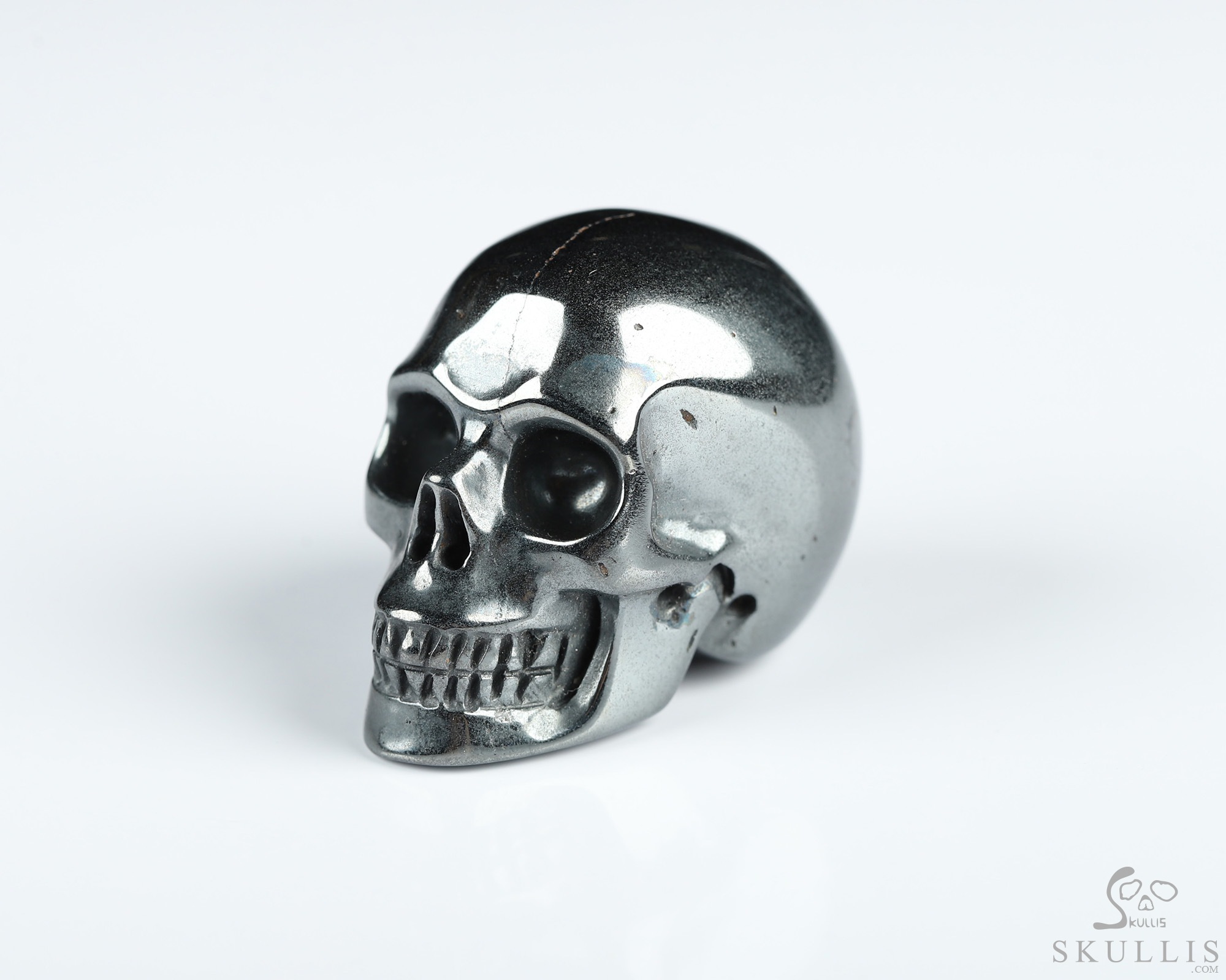 1.3" Hematite Hand Carved Crystal Skull, Realistic, Crystal Healing 1.3" Hematite Hand Carved Crystal Skull, Realistic, Crystal Healing