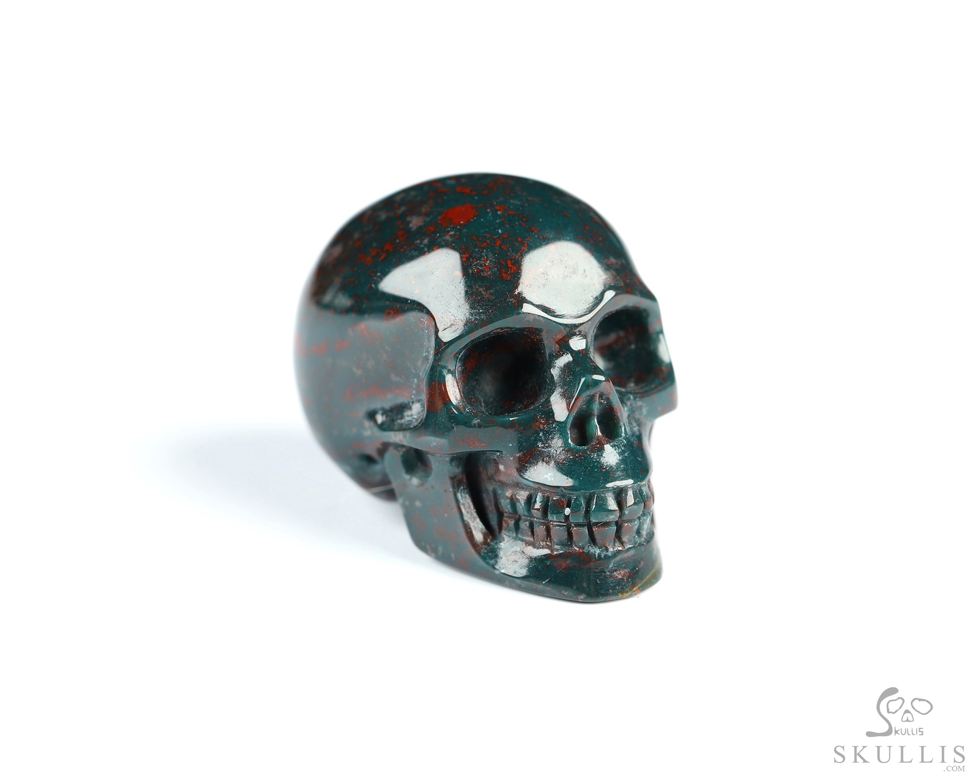 1.1" Bloodstone Hand Carved Crystal Skull, Realistic, Crystal Healing 1.1" Bloodstone Hand Carved Crystal Skull, Realistic, Crystal Healing