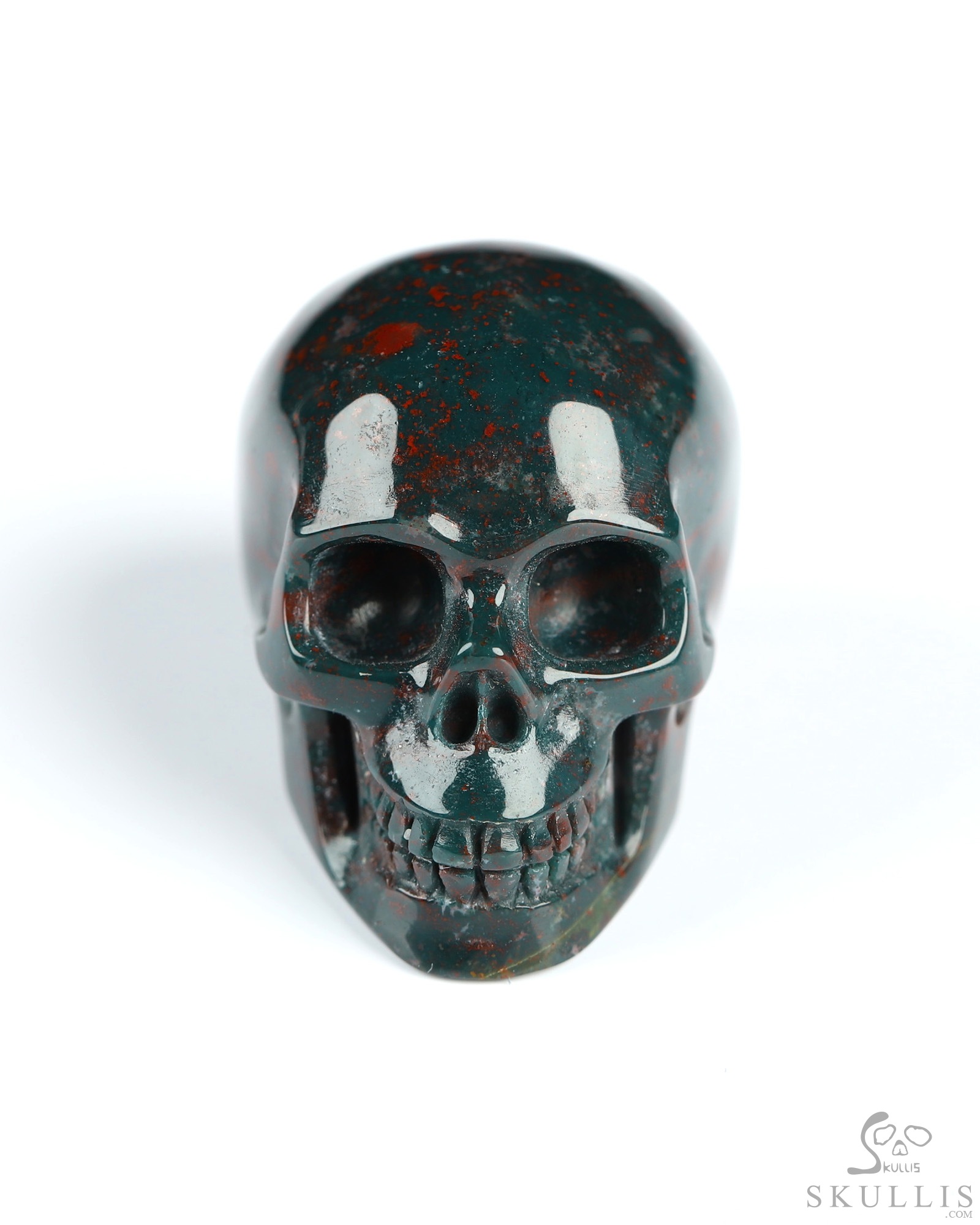 1.1" Bloodstone Hand Carved Crystal Skull, Realistic, Crystal Healing 1.1" Bloodstone Hand Carved Crystal Skull, Realistic, Crystal Healing