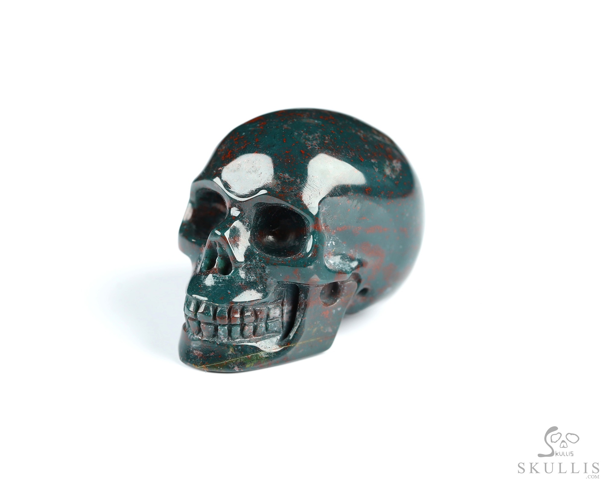 1.1" Bloodstone Hand Carved Crystal Skull, Realistic, Crystal Healing 1.1" Bloodstone Hand Carved Crystal Skull, Realistic, Crystal Healing
