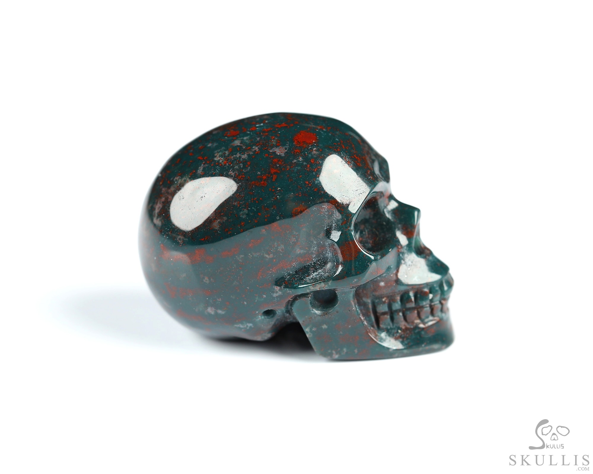 1.1" Bloodstone Hand Carved Crystal Skull, Realistic, Crystal Healing 1.1" Bloodstone Hand Carved Crystal Skull, Realistic, Crystal Healing