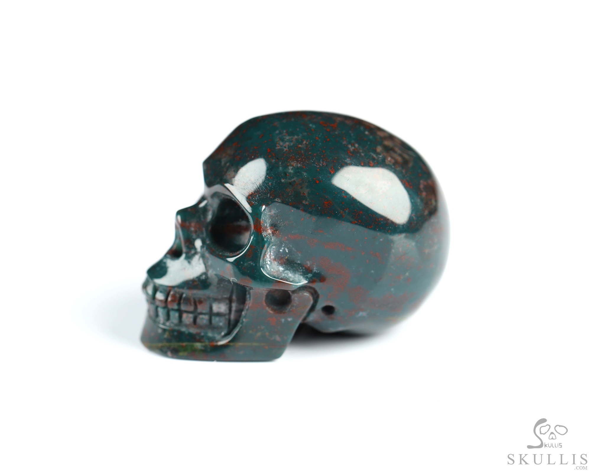 1.1" Bloodstone Hand Carved Crystal Skull, Realistic, Crystal Healing 1.1" Bloodstone Hand Carved Crystal Skull, Realistic, Crystal Healing
