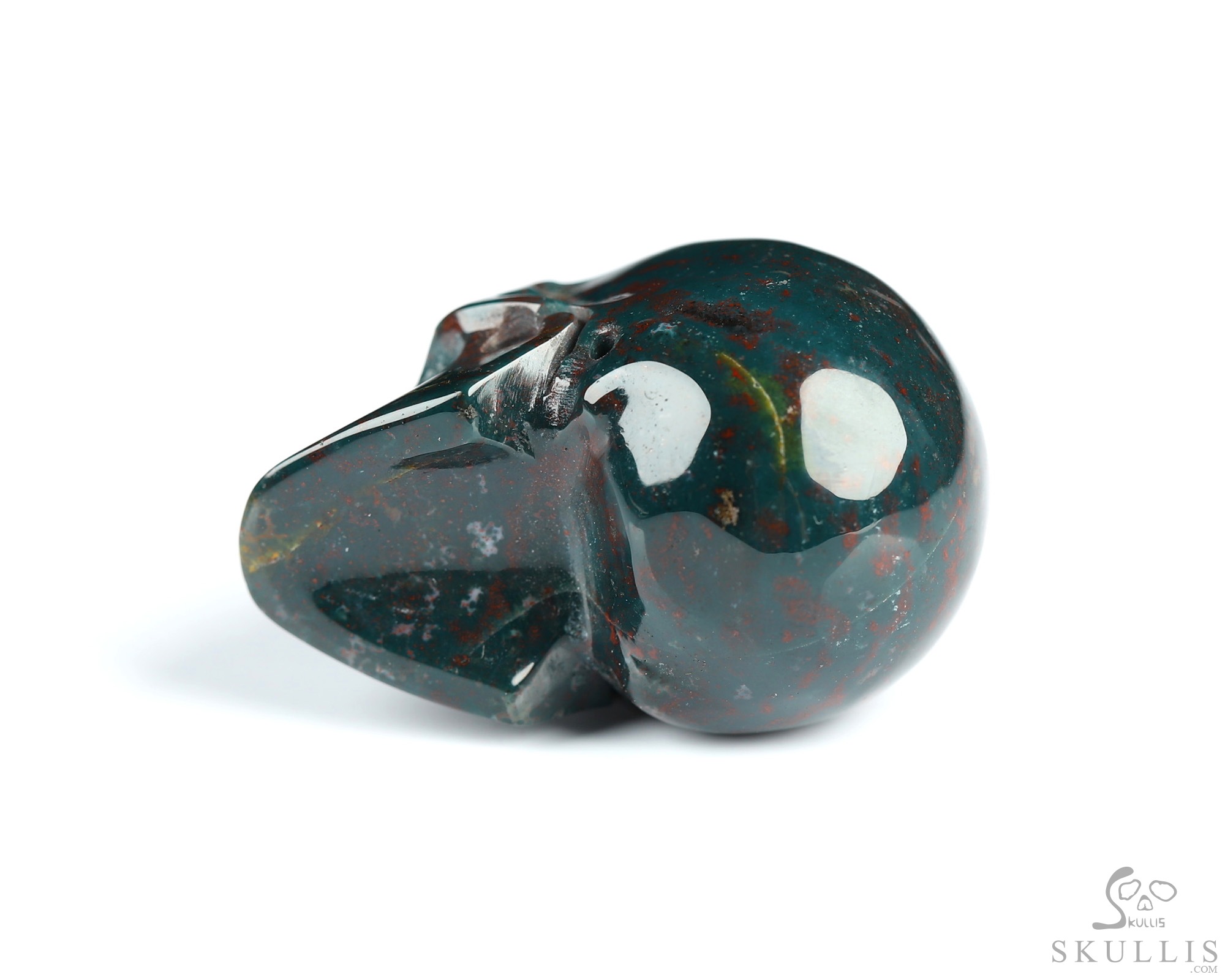 1.1" Bloodstone Hand Carved Crystal Skull, Realistic, Crystal Healing 1.1" Bloodstone Hand Carved Crystal Skull, Realistic, Crystal Healing