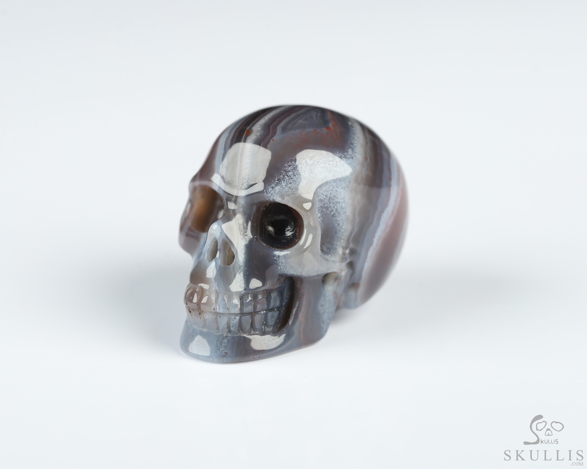 Gemstone 1.1" Mozambique Agate Hand Carved Crystal Skull, Realistic, Crystal Healing Gemstone 1.1" Mozambique Agate Hand Carved Crystal Skull, Realistic, Crystal Healing