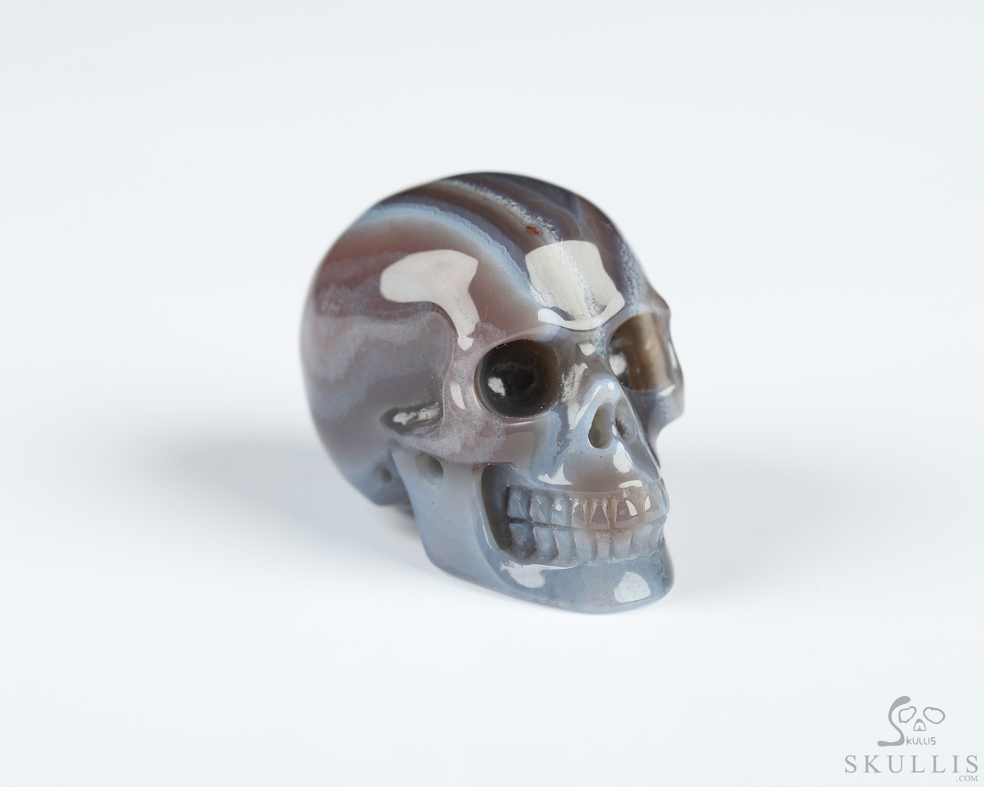 Gemstone 1.1" Mozambique Agate Hand Carved Crystal Skull, Realistic, Crystal Healing Gemstone 1.1" Mozambique Agate Hand Carved Crystal Skull, Realistic, Crystal Healing