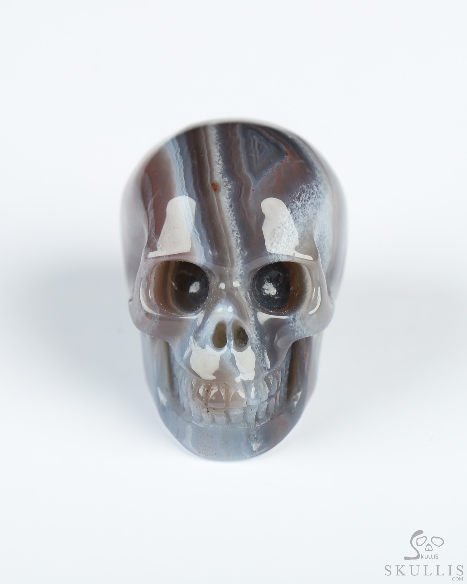Gemstone 1.1" Mozambique Agate Hand Carved Crystal Skull, Realistic, Crystal Healing Gemstone 1.1" Mozambique Agate Hand Carved Crystal Skull, Realistic, Crystal Healing