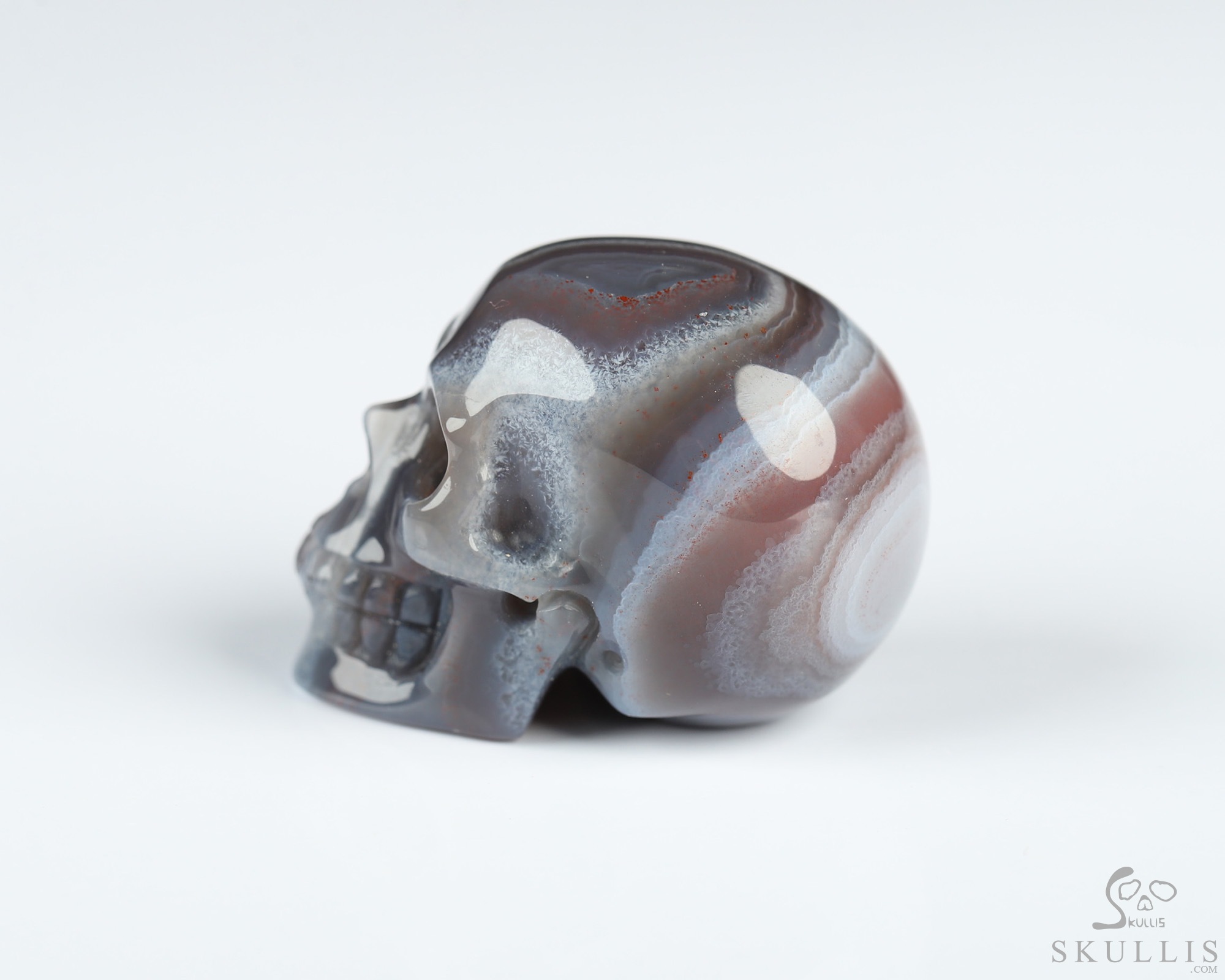 Gemstone 1.1" Mozambique Agate Hand Carved Crystal Skull, Realistic, Crystal Healing Gemstone 1.1" Mozambique Agate Hand Carved Crystal Skull, Realistic, Crystal Healing