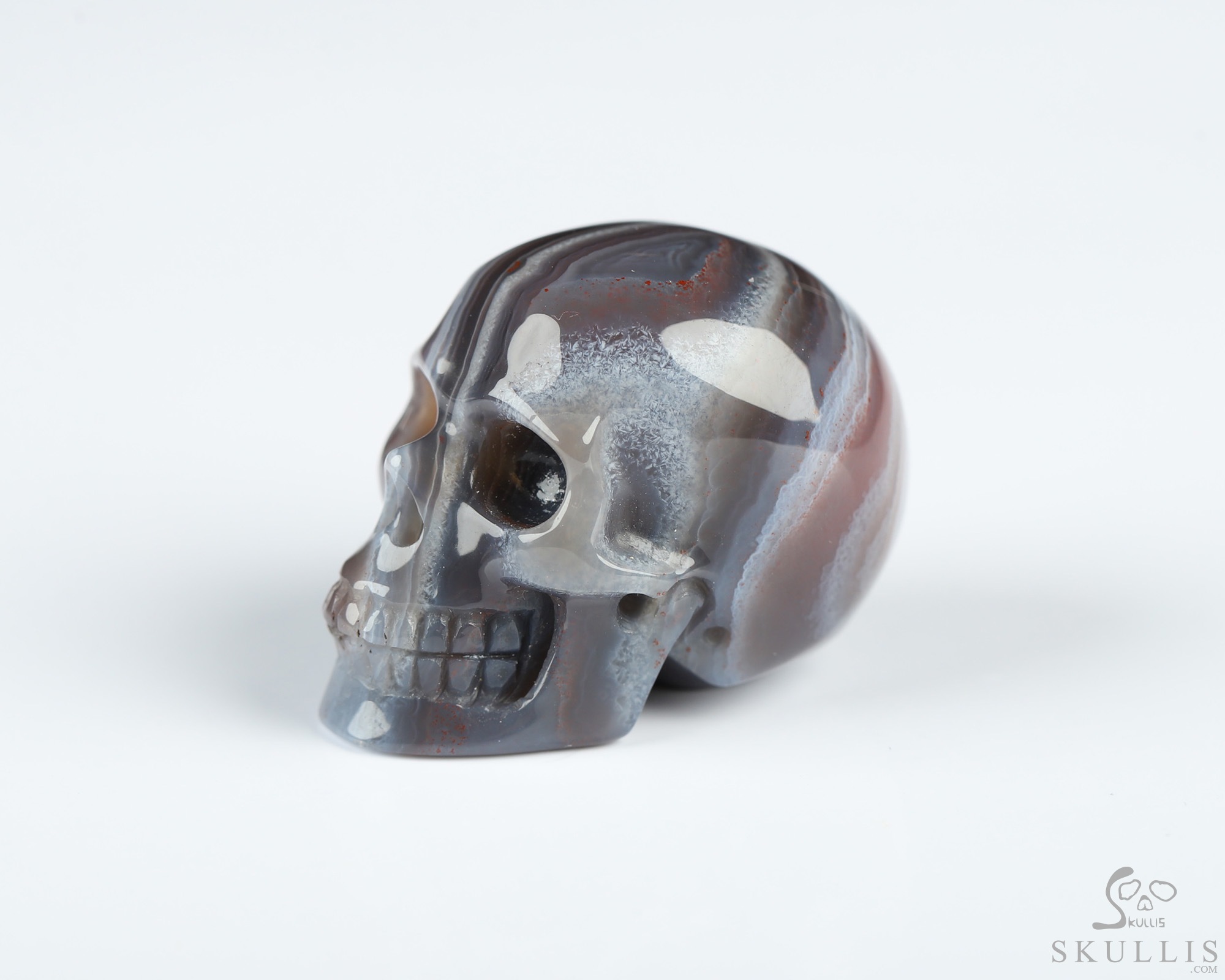 Gemstone 1.1" Mozambique Agate Hand Carved Crystal Skull, Realistic, Crystal Healing Gemstone 1.1" Mozambique Agate Hand Carved Crystal Skull, Realistic, Crystal Healing