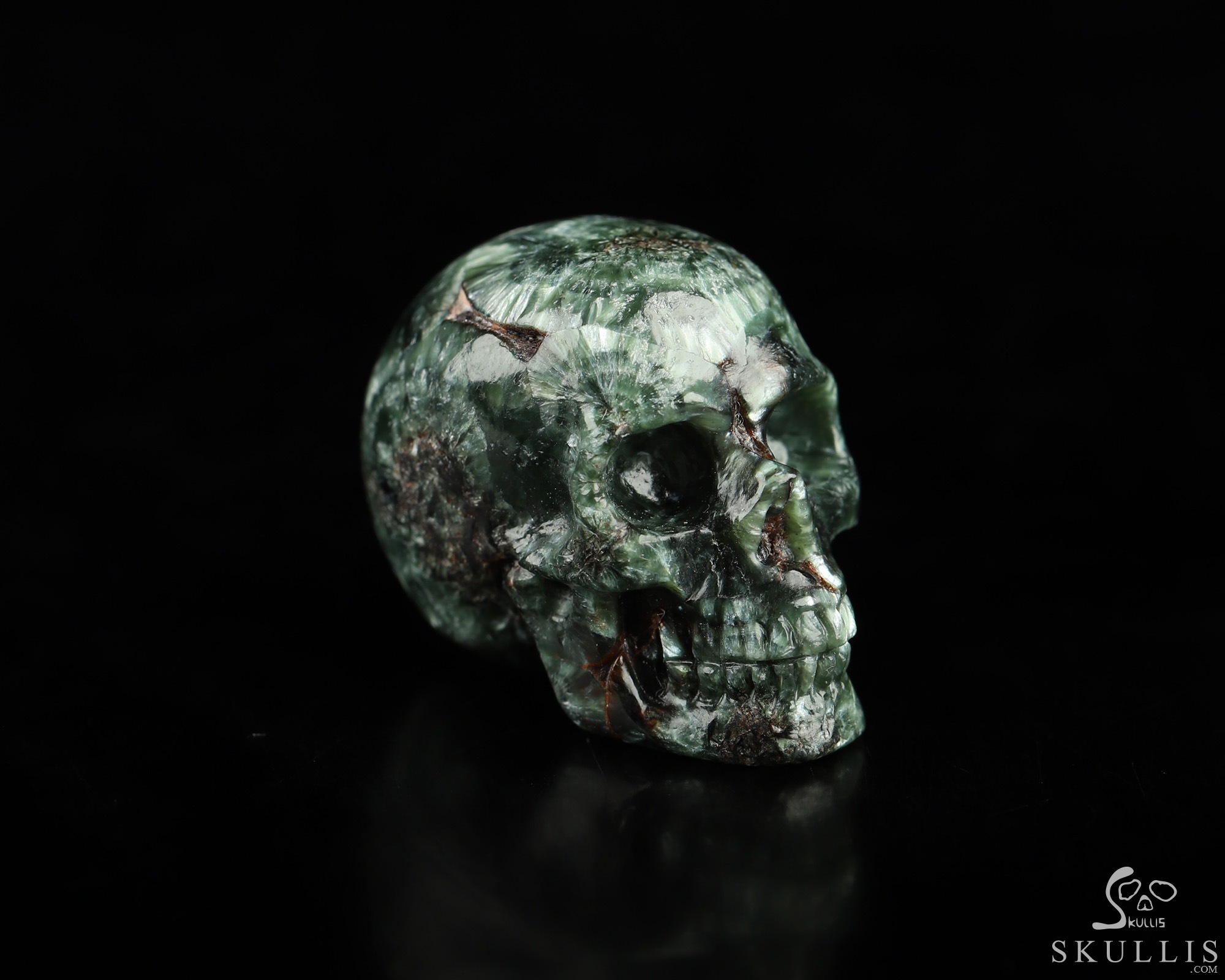 1.1" Seraphinite Hand Carved Crystal Skull, Realistic, Crystal Healing 1.1" Seraphinite Hand Carved Crystal Skull, Realistic, Crystal Healing