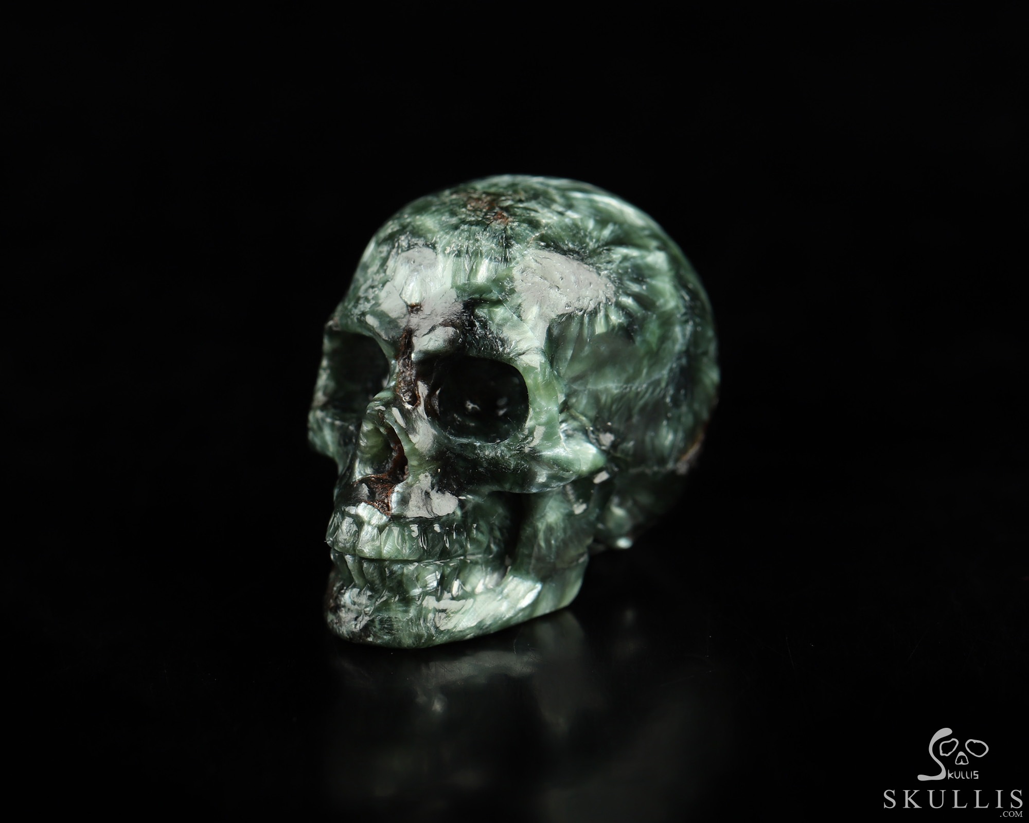 1.1" Seraphinite Hand Carved Crystal Skull, Realistic, Crystal Healing 1.1" Seraphinite Hand Carved Crystal Skull, Realistic, Crystal Healing