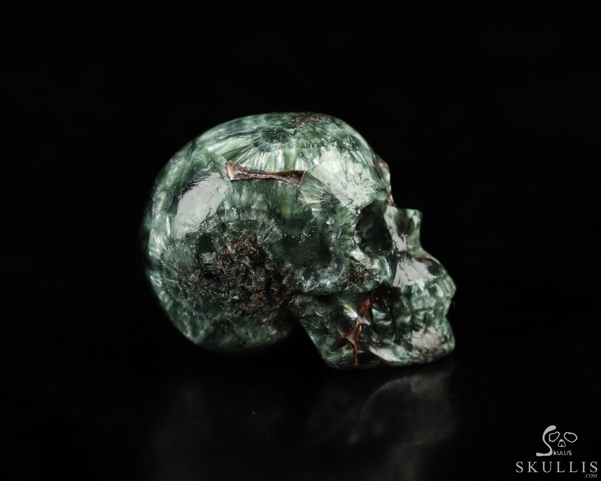 1.1" Seraphinite Hand Carved Crystal Skull, Realistic, Crystal Healing 1.1" Seraphinite Hand Carved Crystal Skull, Realistic, Crystal Healing