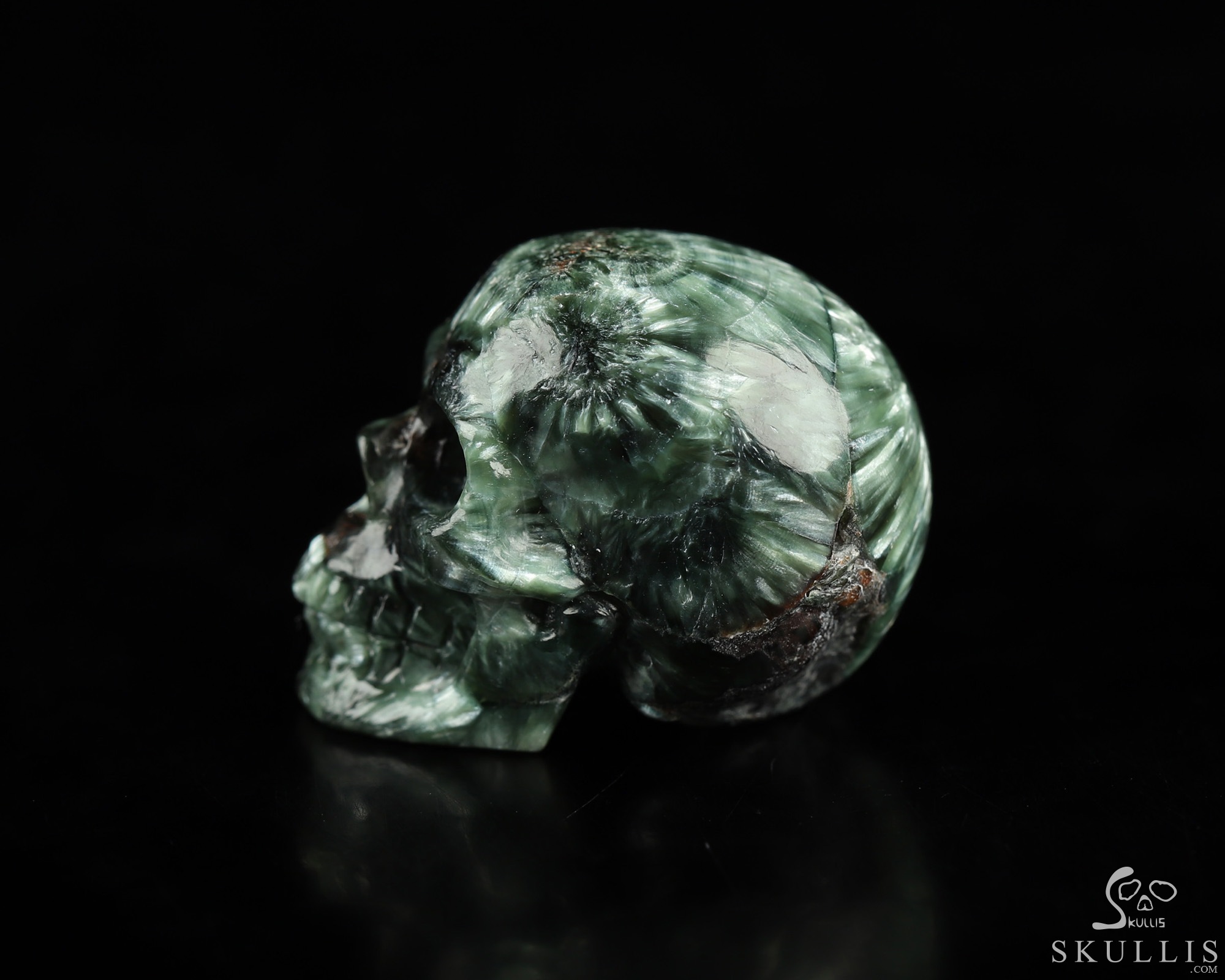 1.1" Seraphinite Hand Carved Crystal Skull, Realistic, Crystal Healing 1.1" Seraphinite Hand Carved Crystal Skull, Realistic, Crystal Healing