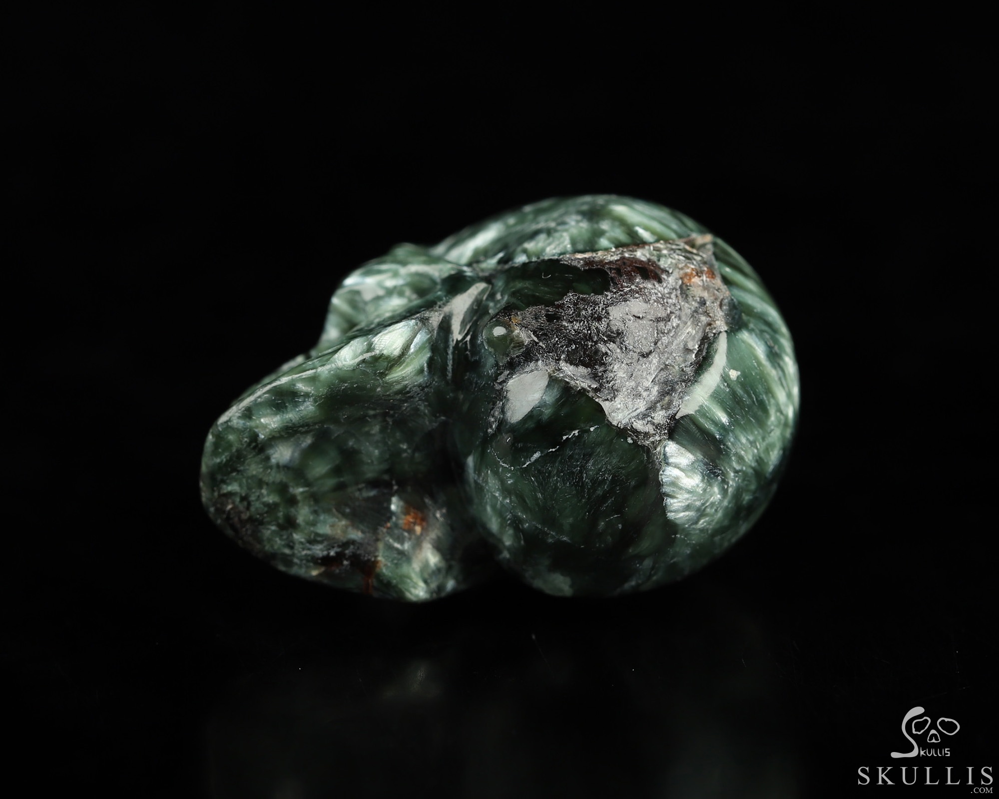 1.1" Seraphinite Hand Carved Crystal Skull, Realistic, Crystal Healing 1.1" Seraphinite Hand Carved Crystal Skull, Realistic, Crystal Healing