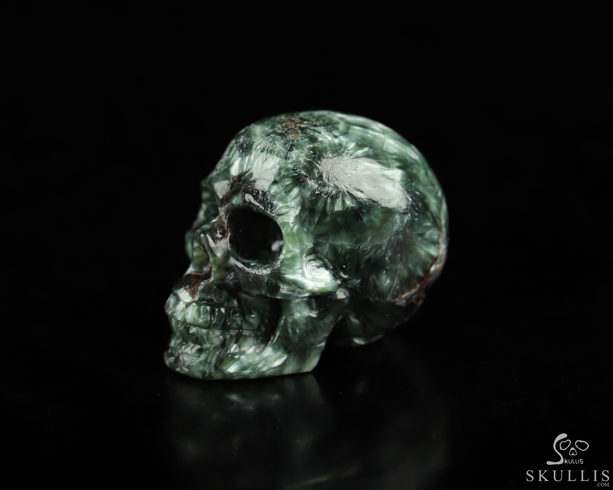1.1" Seraphinite Hand Carved Crystal Skull, Realistic, Crystal Healing 1.1" Seraphinite Hand Carved Crystal Skull, Realistic, Crystal Healing