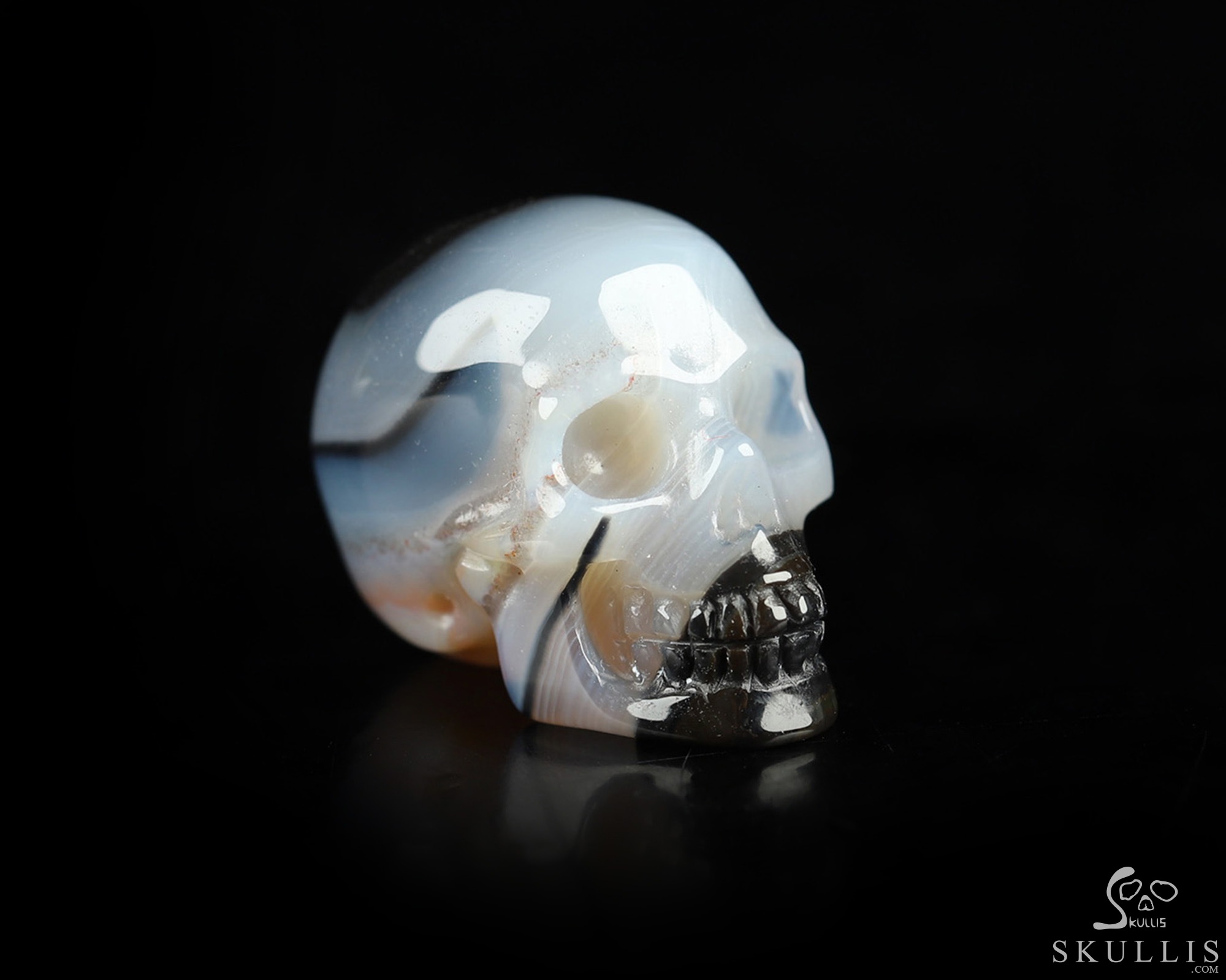 0.9" Banded Agate Hand Carved Crystal Skull, Realistic, Crystal Healing 0.9" Banded Agate Hand Carved Crystal Skull, Realistic, Crystal Healing