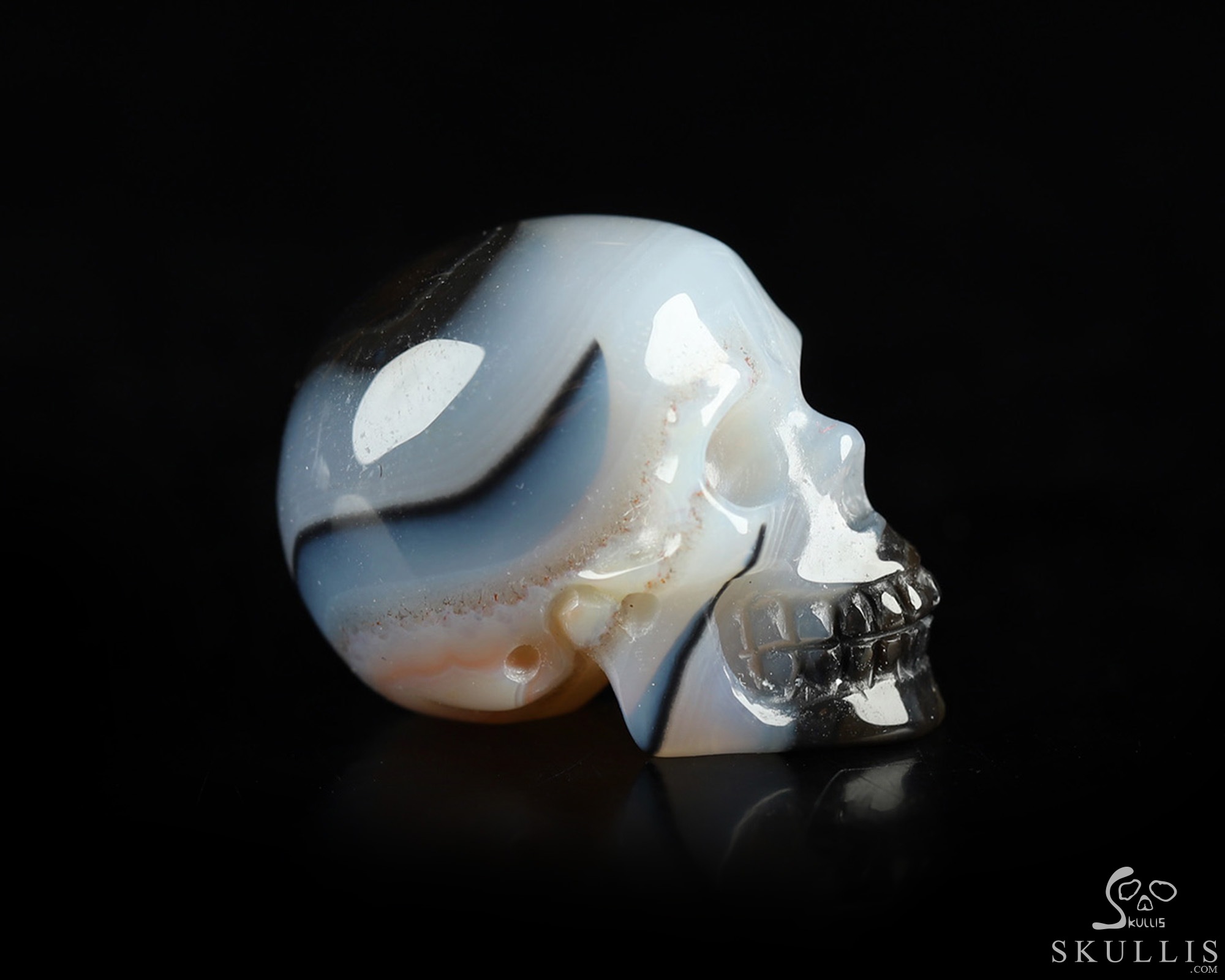 0.9" Banded Agate Hand Carved Crystal Skull, Realistic, Crystal Healing 0.9" Banded Agate Hand Carved Crystal Skull, Realistic, Crystal Healing