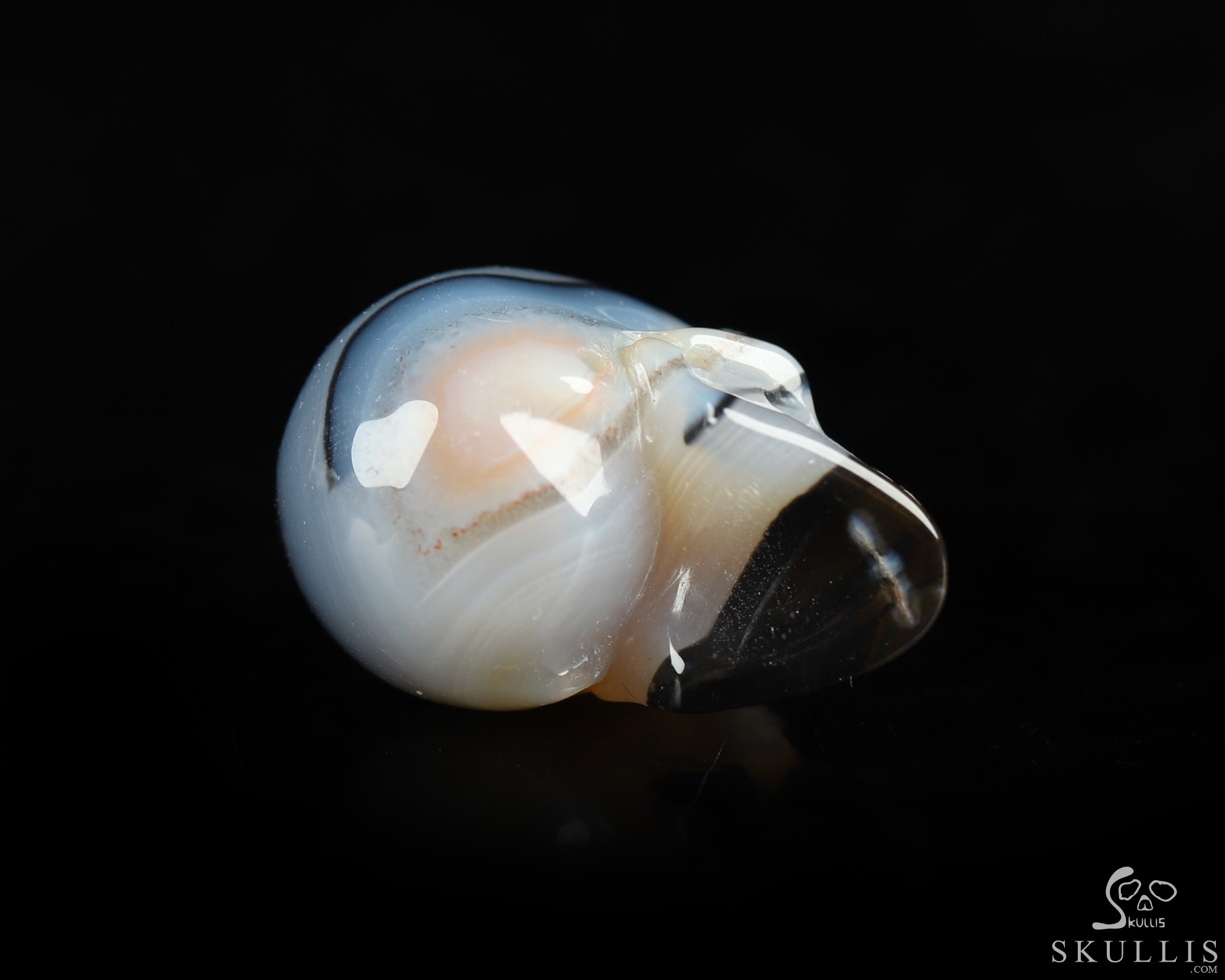 0.9" Banded Agate Hand Carved Crystal Skull, Realistic, Crystal Healing 0.9" Banded Agate Hand Carved Crystal Skull, Realistic, Crystal Healing