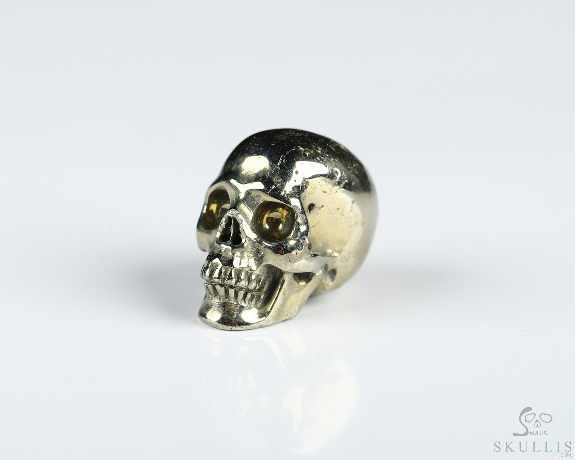 0.7" Pyrite Hand Carved Crystal Skull, Realistic, Crystal Healing 0.7" Pyrite Hand Carved Crystal Skull, Realistic, Crystal Healing