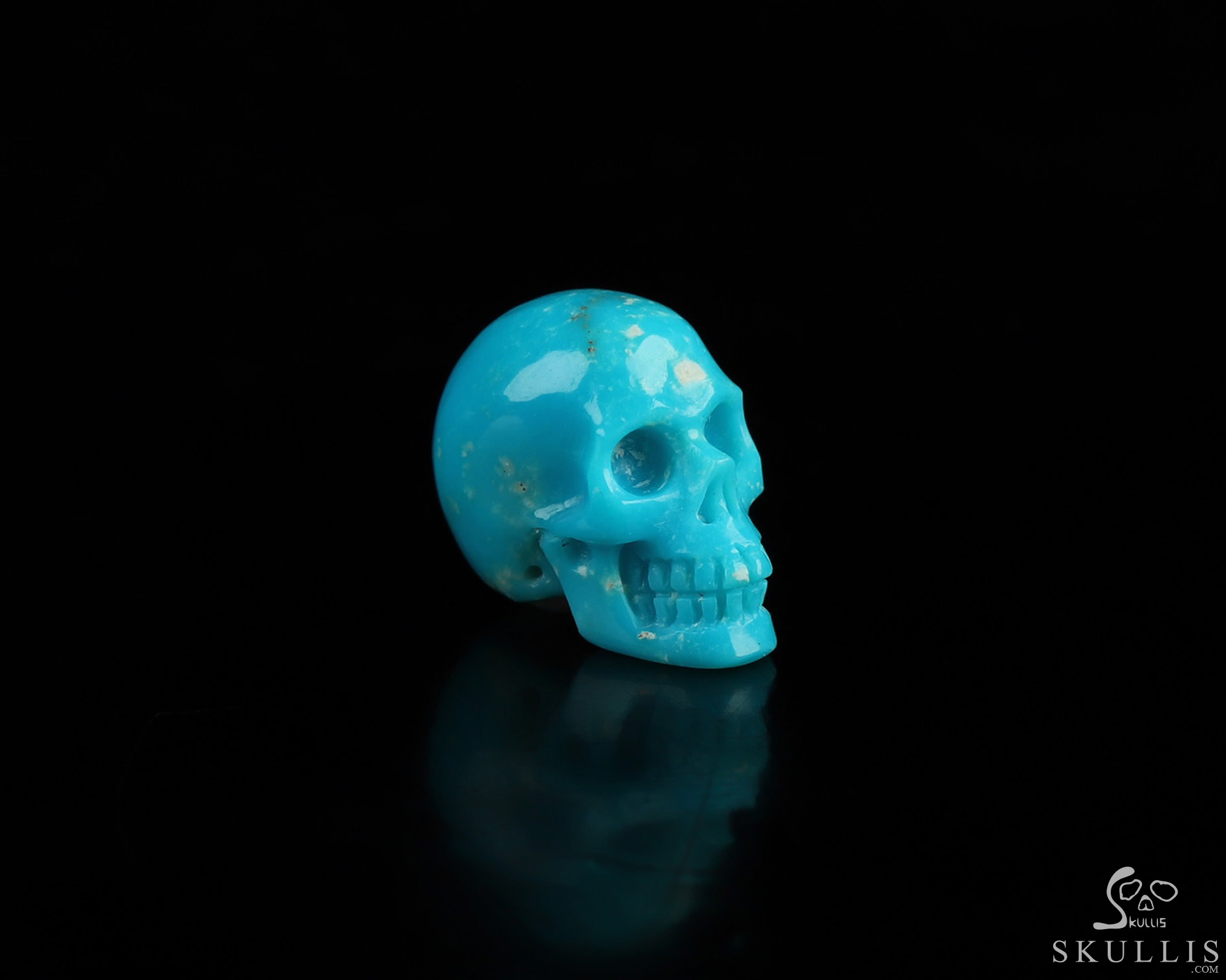 Gemstone 0.5" American Turquoise Hand Carved Crystal Skull, Realistic, Crystal Healing Gemstone 0.5" American Turquoise Hand Carved Crystal Skull, Realistic, Crystal Healing