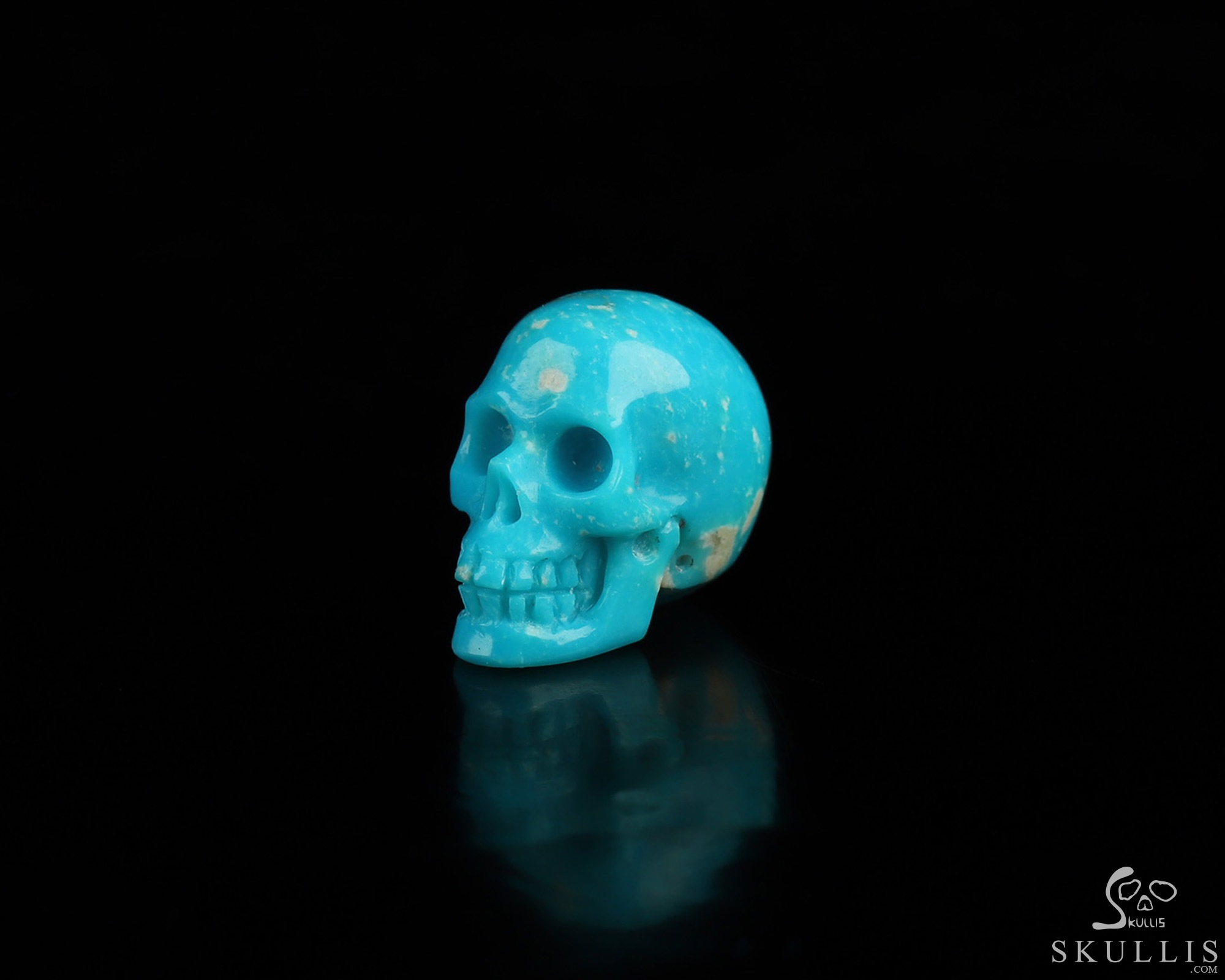 Gemstone 0.5" American Turquoise Hand Carved Crystal Skull, Realistic, Crystal Healing Gemstone 0.5" American Turquoise Hand Carved Crystal Skull, Realistic, Crystal Healing