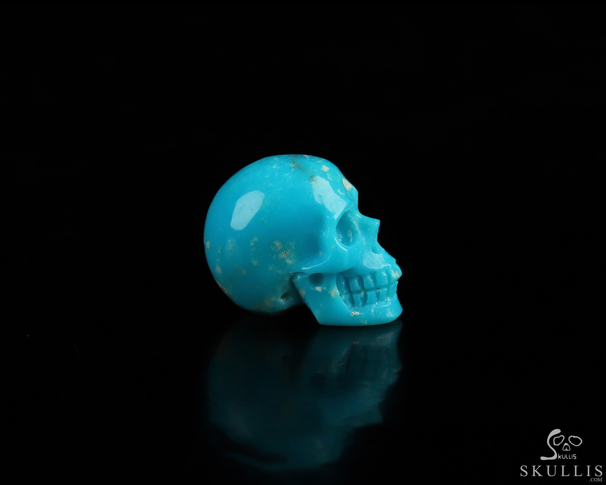 Gemstone 0.5" American Turquoise Hand Carved Crystal Skull, Realistic, Crystal Healing Gemstone 0.5" American Turquoise Hand Carved Crystal Skull, Realistic, Crystal Healing