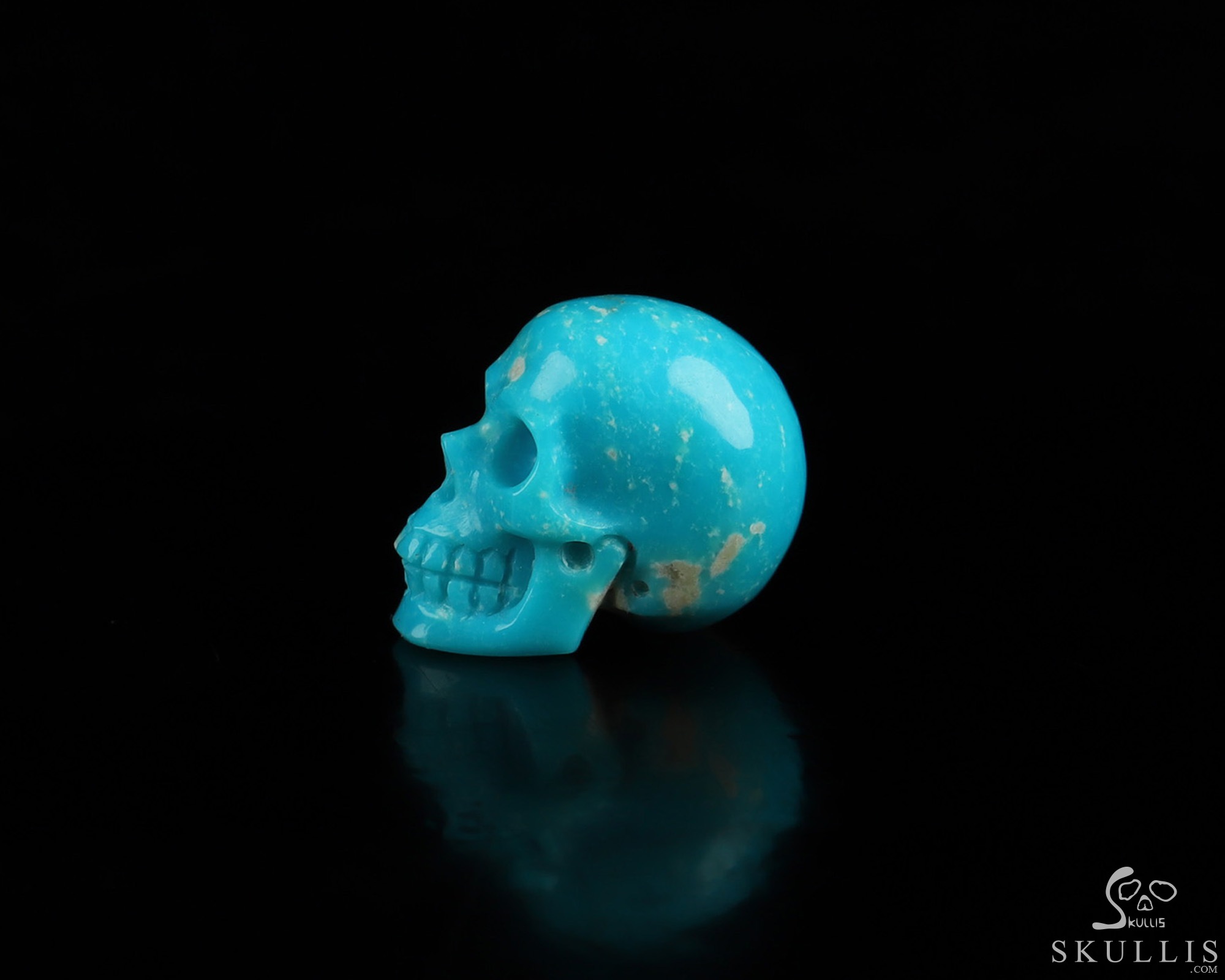 Gemstone 0.5" American Turquoise Hand Carved Crystal Skull, Realistic, Crystal Healing Gemstone 0.5" American Turquoise Hand Carved Crystal Skull, Realistic, Crystal Healing