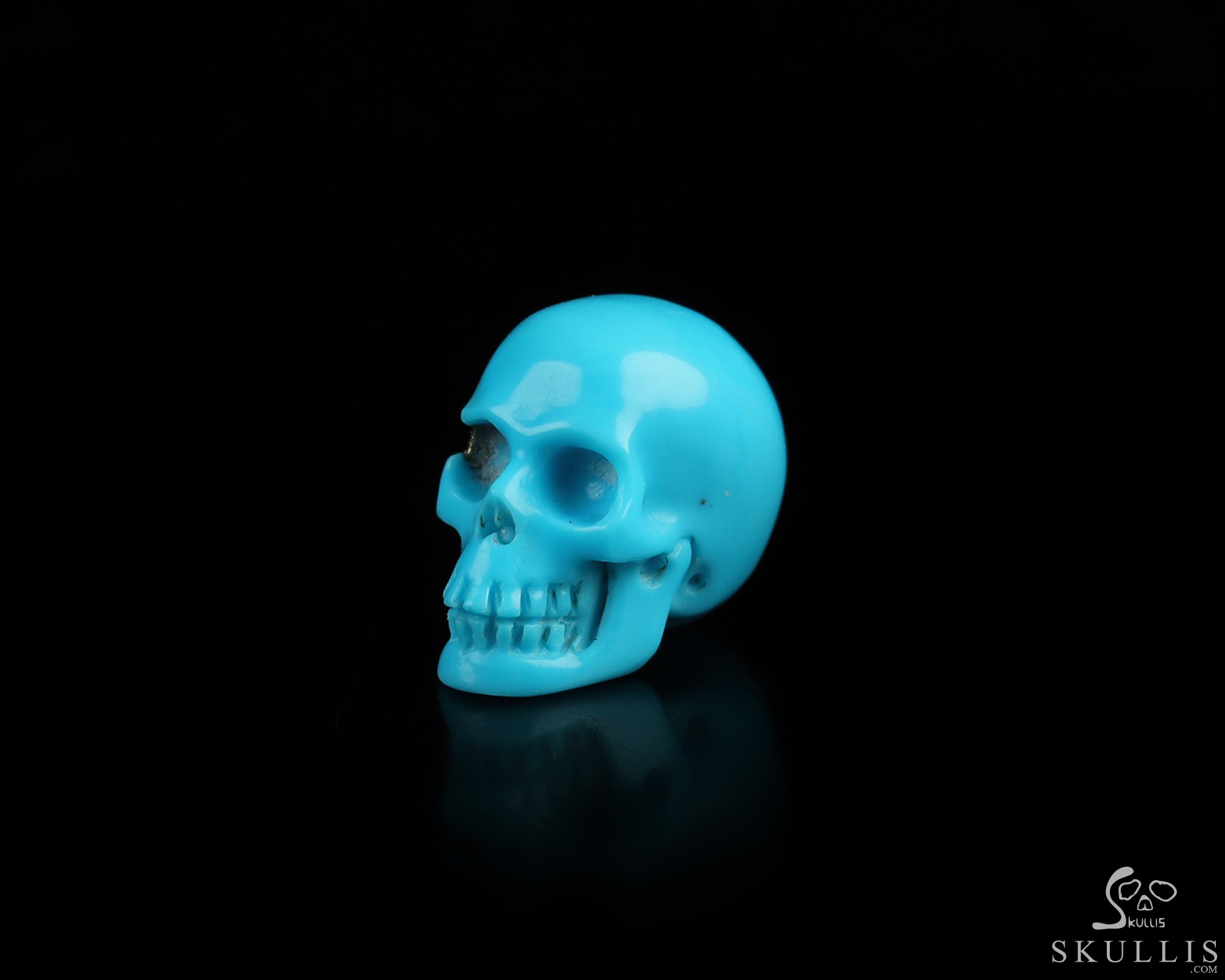 Gemstone 0.5" American Turquoise Hand Carved Crystal Skull, Realistic, Crystal Healing Gemstone 0.5" American Turquoise Hand Carved Crystal Skull, Realistic, Crystal Healing