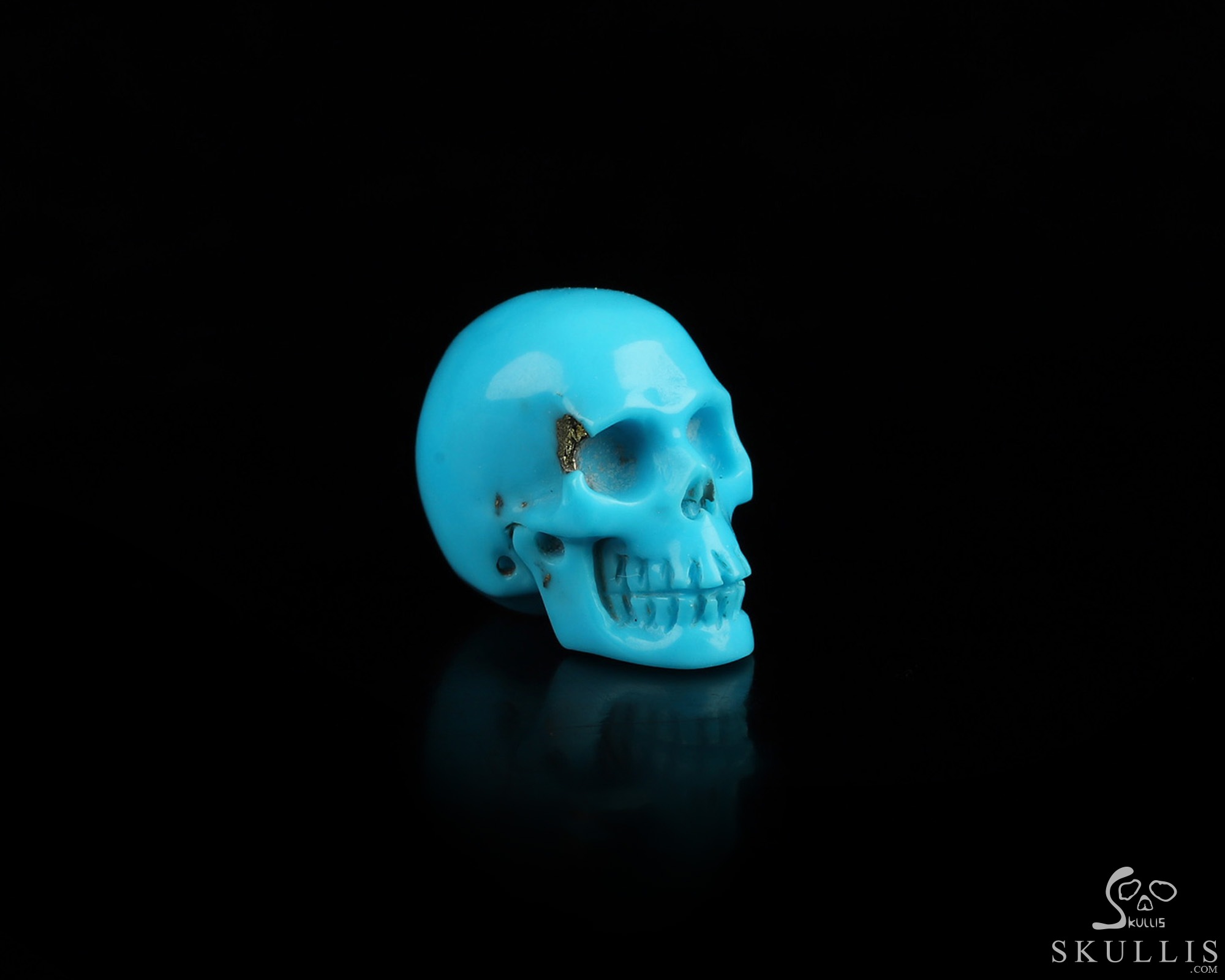 Gemstone 0.5" American Turquoise Hand Carved Crystal Skull, Realistic, Crystal Healing Gemstone 0.5" American Turquoise Hand Carved Crystal Skull, Realistic, Crystal Healing