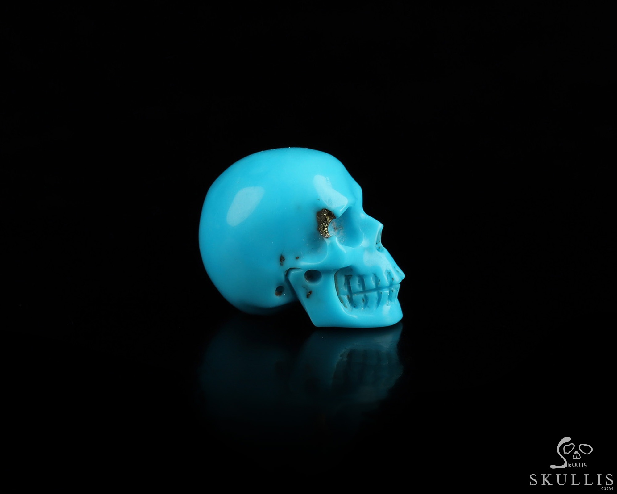 Gemstone 0.5" American Turquoise Hand Carved Crystal Skull, Realistic, Crystal Healing Gemstone 0.5" American Turquoise Hand Carved Crystal Skull, Realistic, Crystal Healing