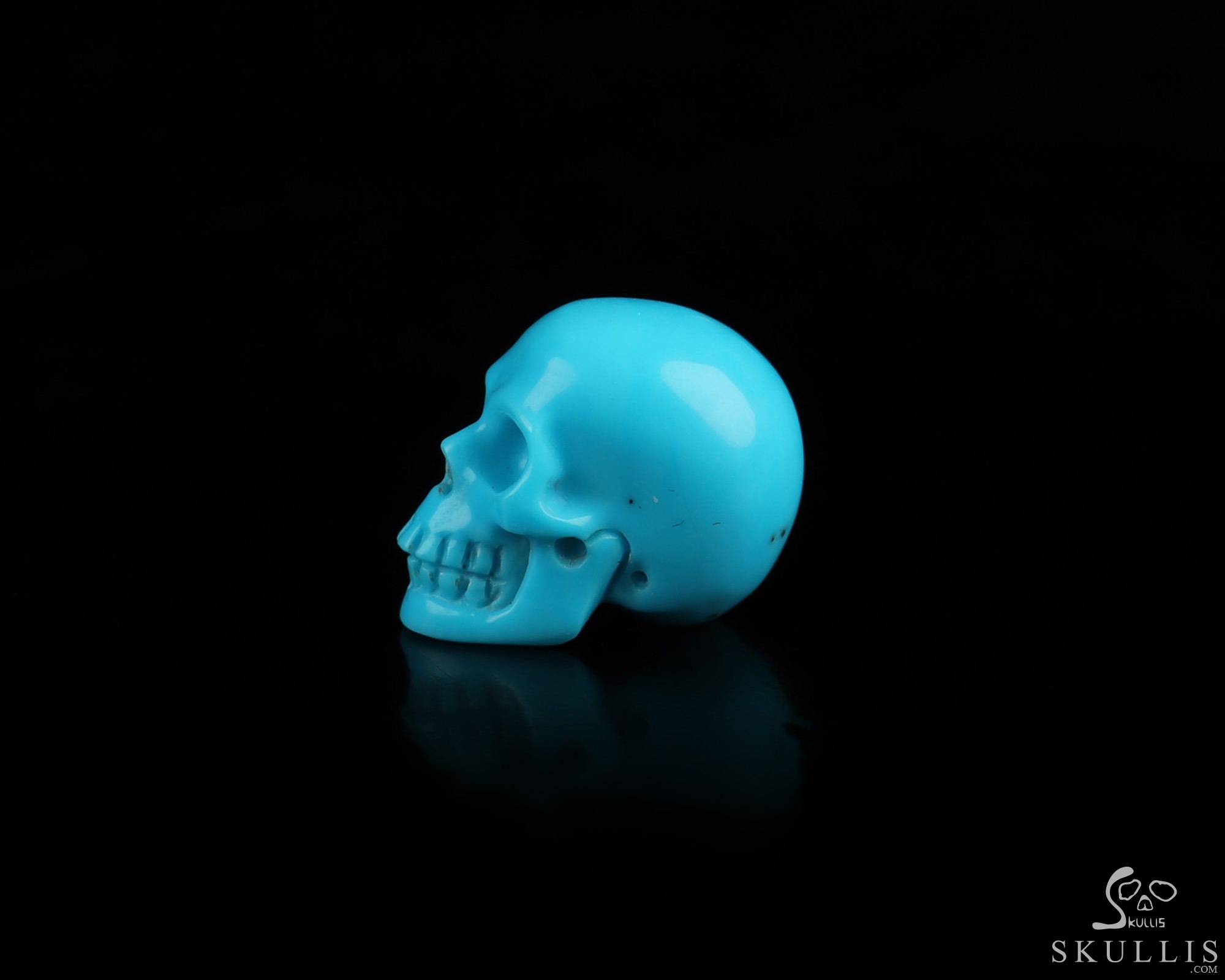 Gemstone 0.5" American Turquoise Hand Carved Crystal Skull, Realistic, Crystal Healing Gemstone 0.5" American Turquoise Hand Carved Crystal Skull, Realistic, Crystal Healing